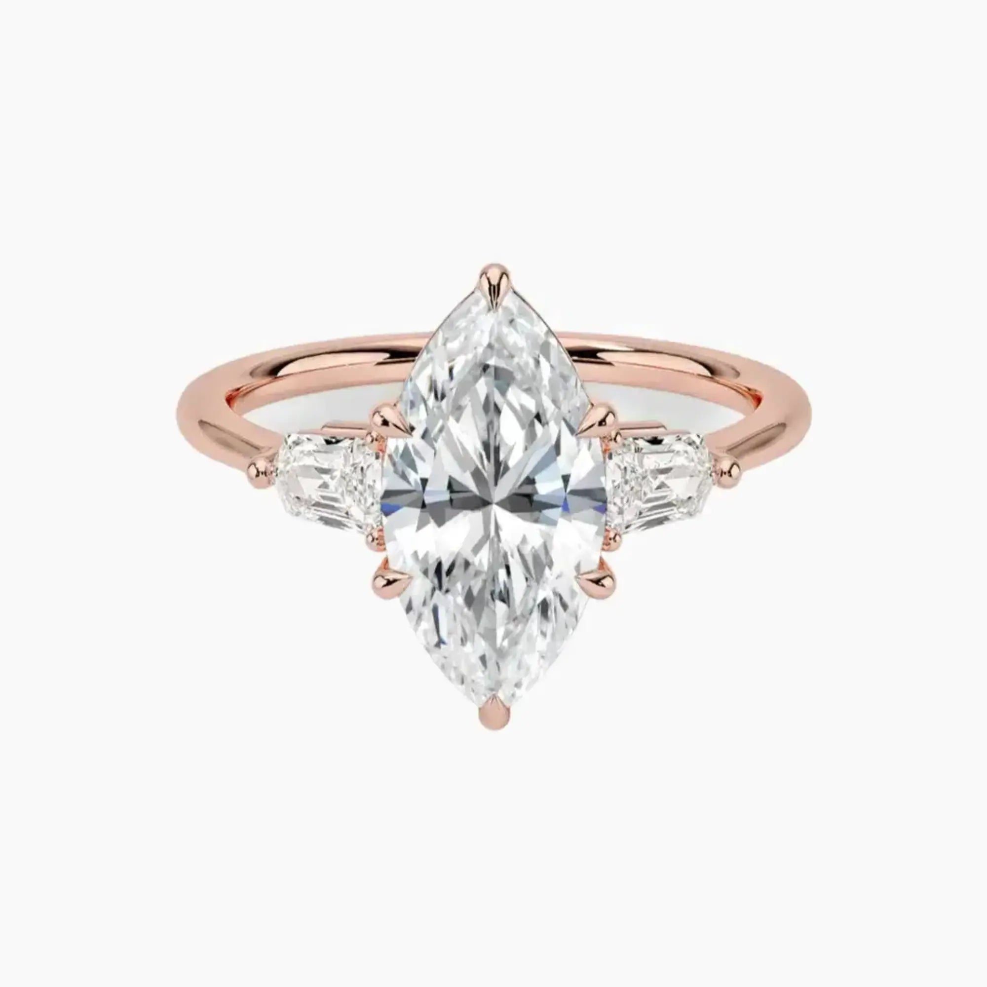 OBSER544 - Thalassa Three Stone Marquise engagement ring setting view 4