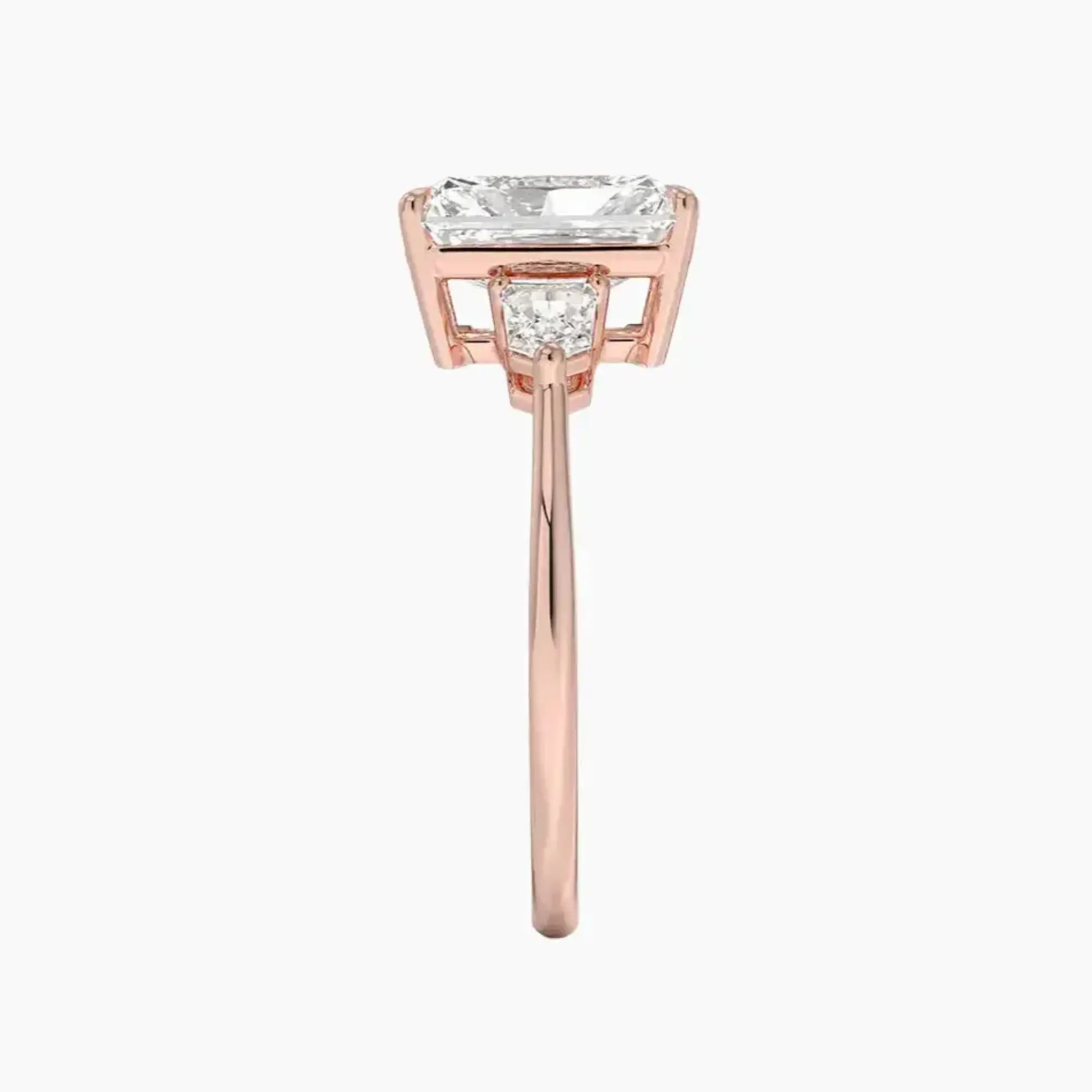 OBSER542 - Thalassa Three Stone Radiant engagement ring setting view 6