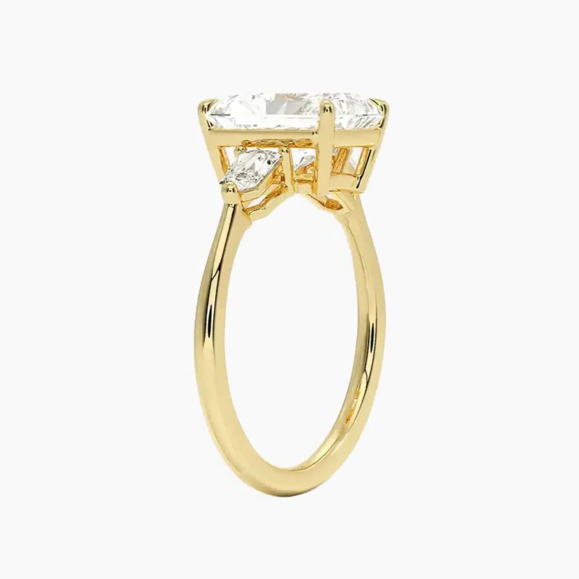 OBSER542 - Thalassa Three Stone Radiant engagement ring setting view 8
