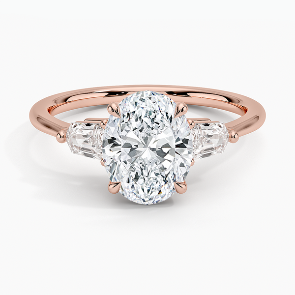 Bullet Shape Three Stone Diamond Engagement Ring [Setting Only] - EC128O