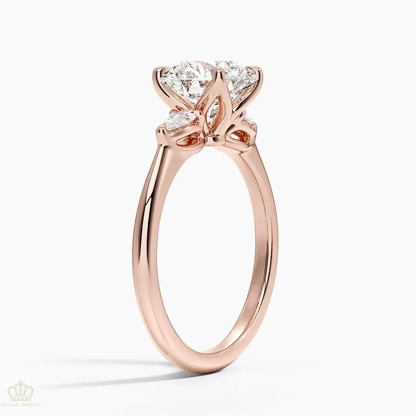 Petite Fleur Three Stone Diamond Engagement Ring [Setting Only] - EC127 CHARLISA™