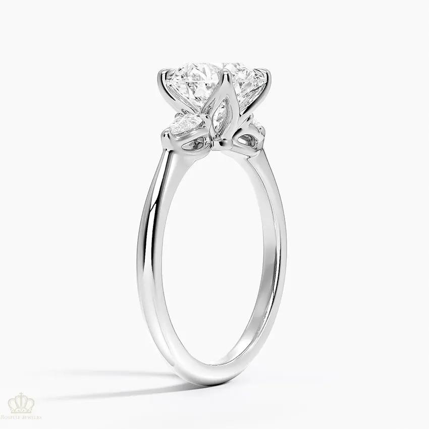 Petite Fleur Three Stone Diamond Engagement Ring [Setting Only] - EC127 CHARLISA™
