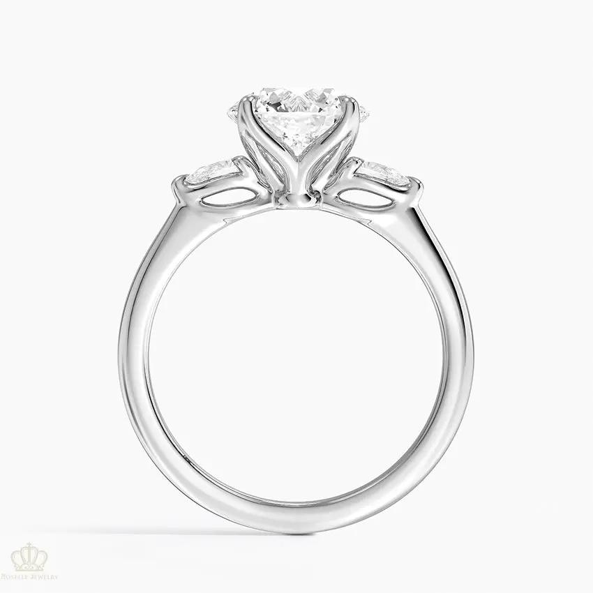 Petite Fleur Three Stone Diamond Engagement Ring [Setting Only] - EC127 CHARLISA™