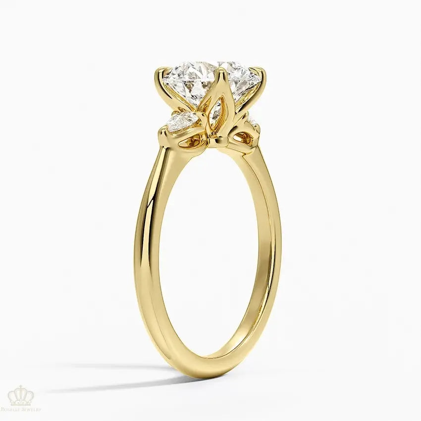 Petite Fleur Three Stone Diamond Engagement Ring [Setting Only] - EC127 CHARLISA™