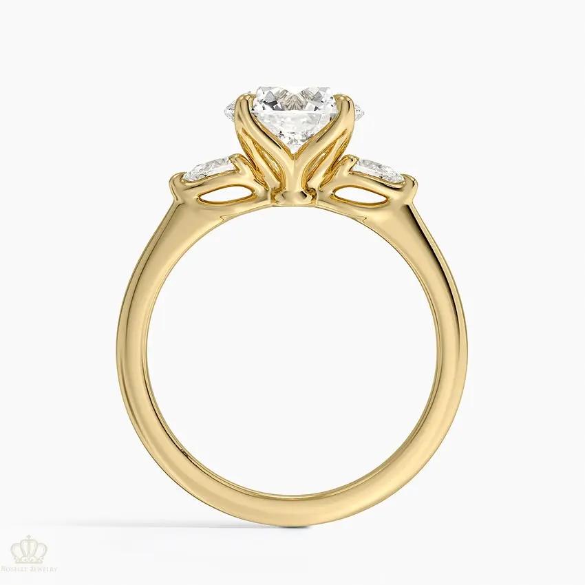 Petite Fleur Three Stone Diamond Engagement Ring [Setting Only] - EC127 CHARLISA™
