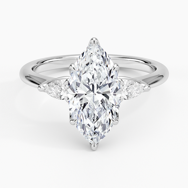 Petite Fleur Three Stone Diamond Engagement Ring [Setting Only] - EC127M