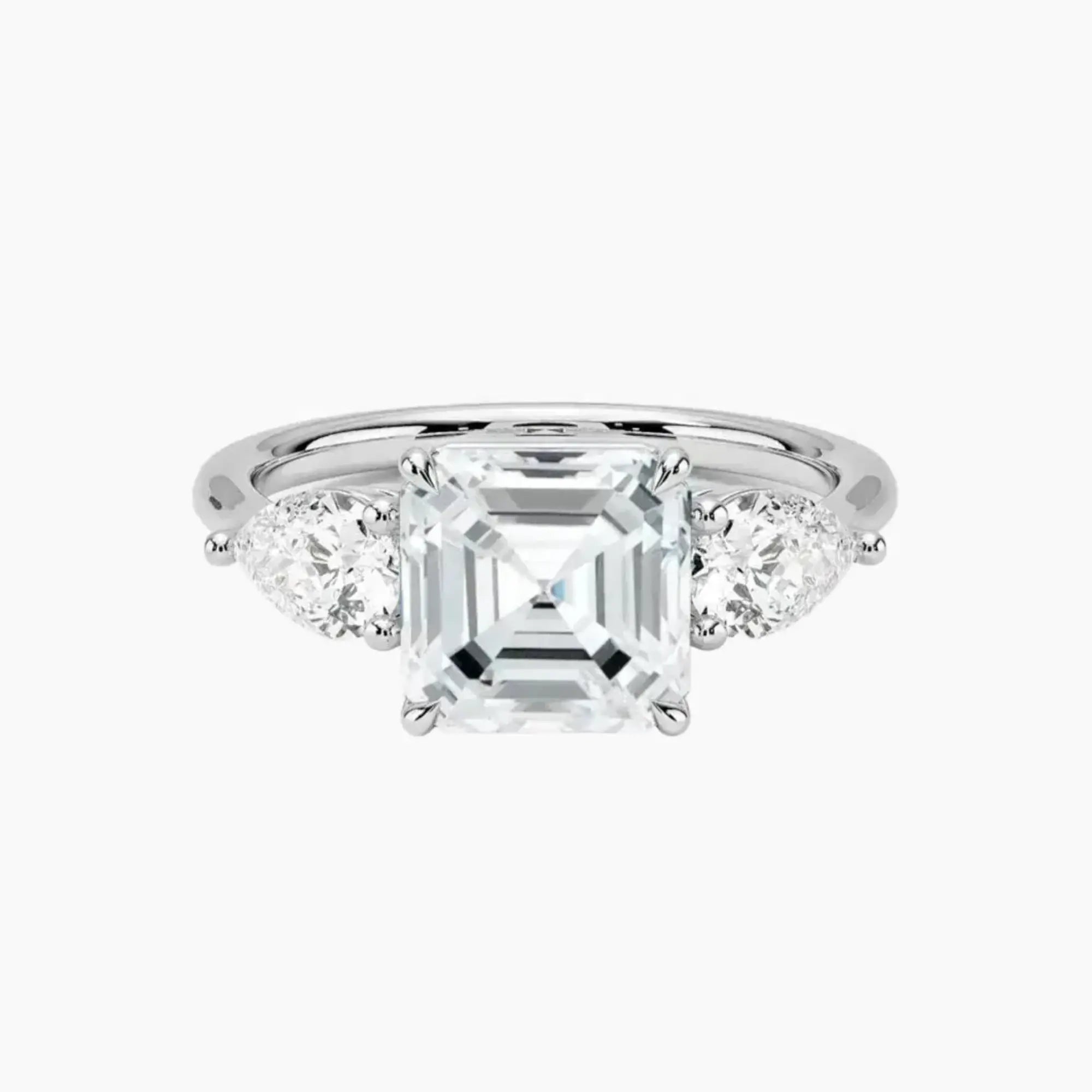 OBSER640 - Calliope Three Stone Asscher engagement ring setting view 1
