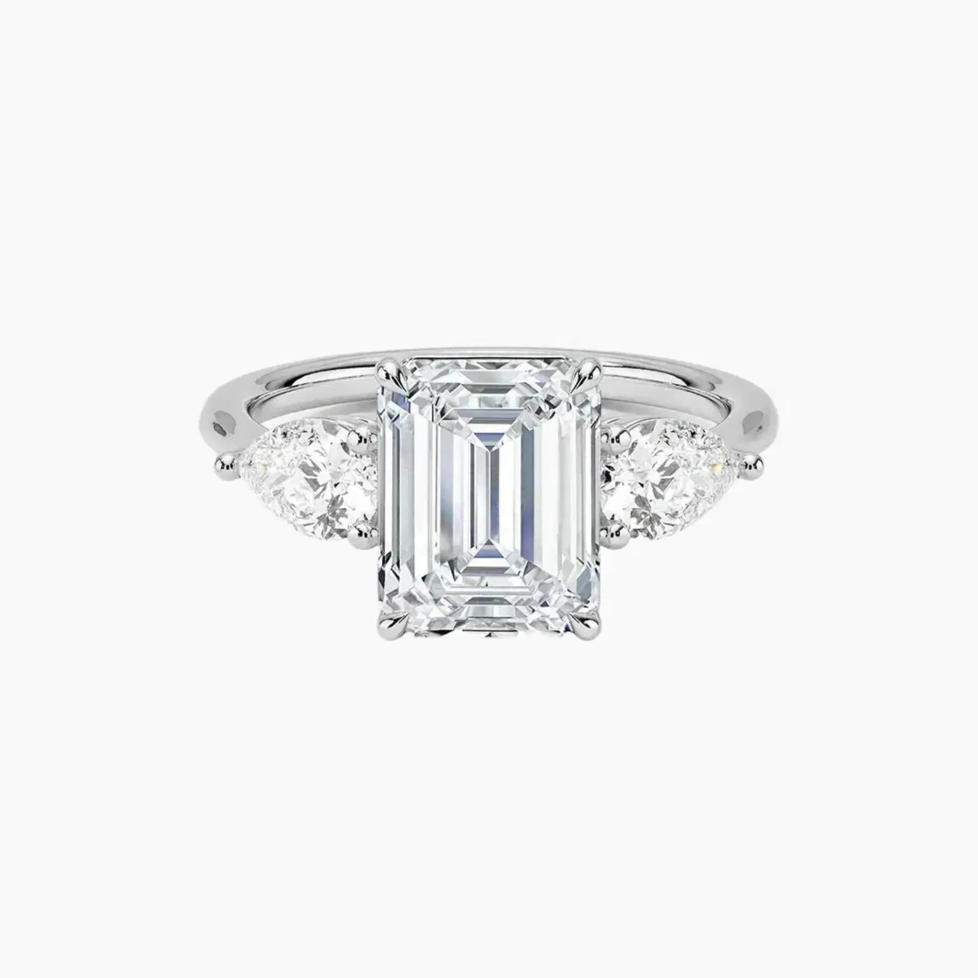 OBSER641 - Calliope Three Stone Emerald engagement ring setting view 1