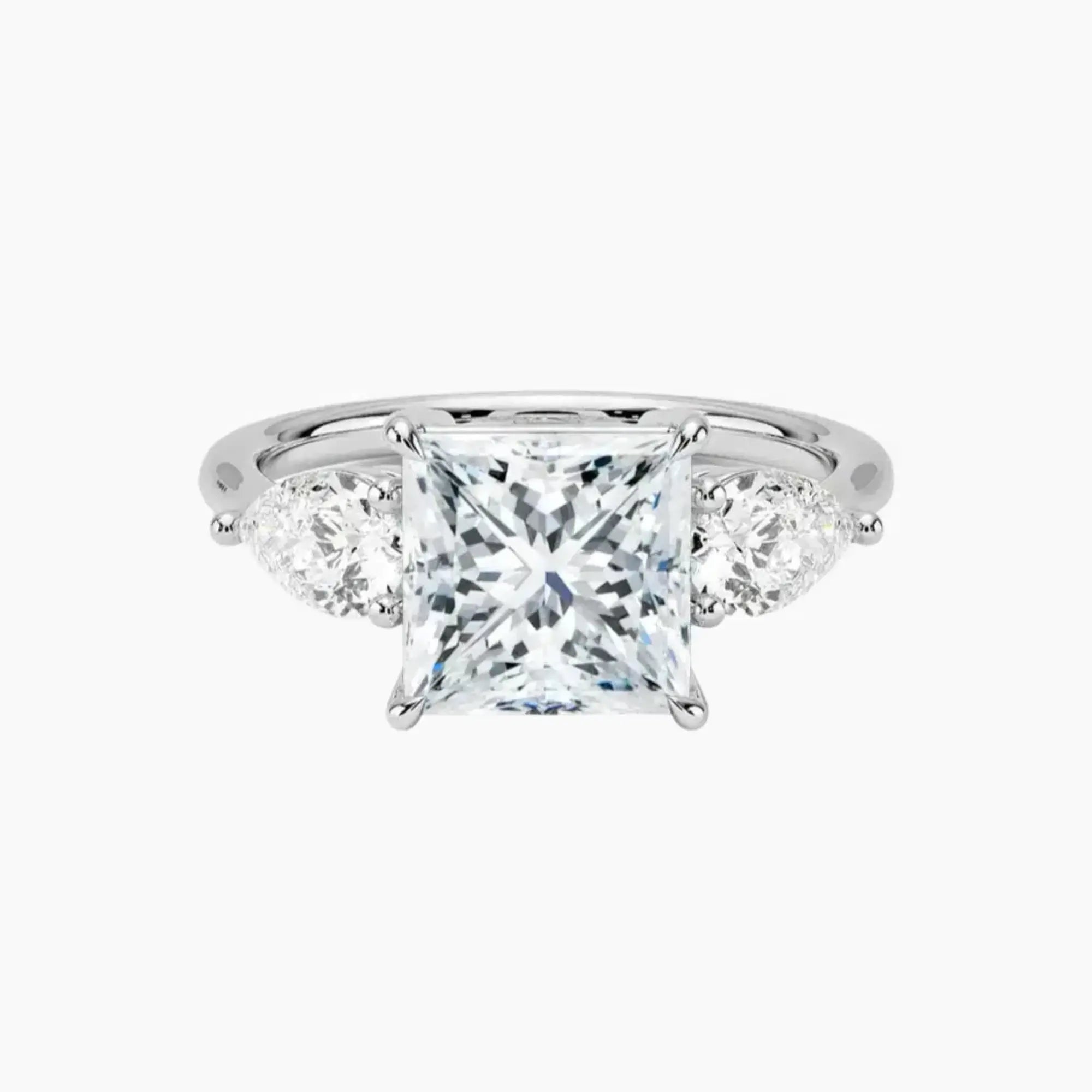 OBSER642 - Calliope Three Stone Princess engagement ring setting view 1