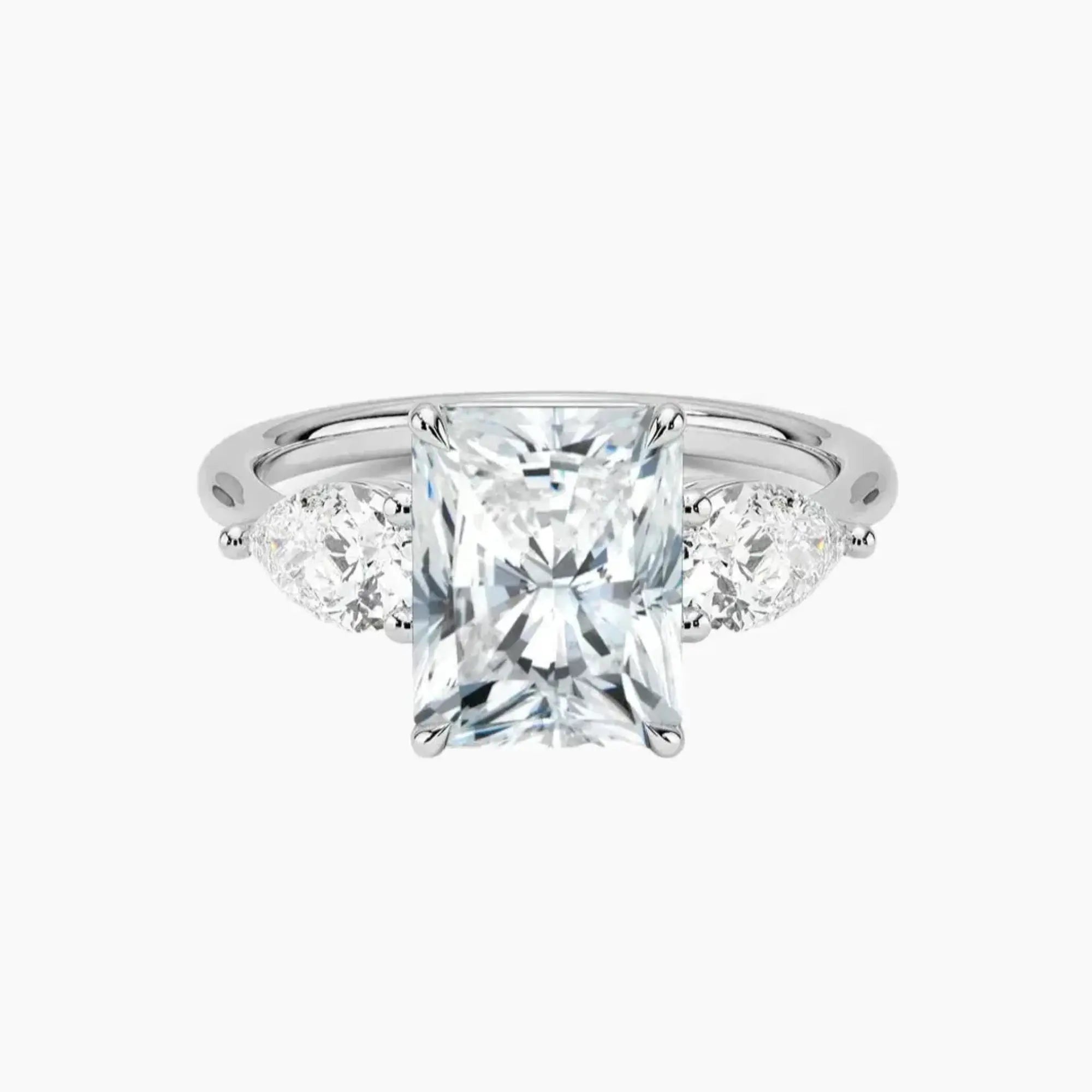 OBSER639 - Calliope Three Stone Radiant engagement ring setting view 1