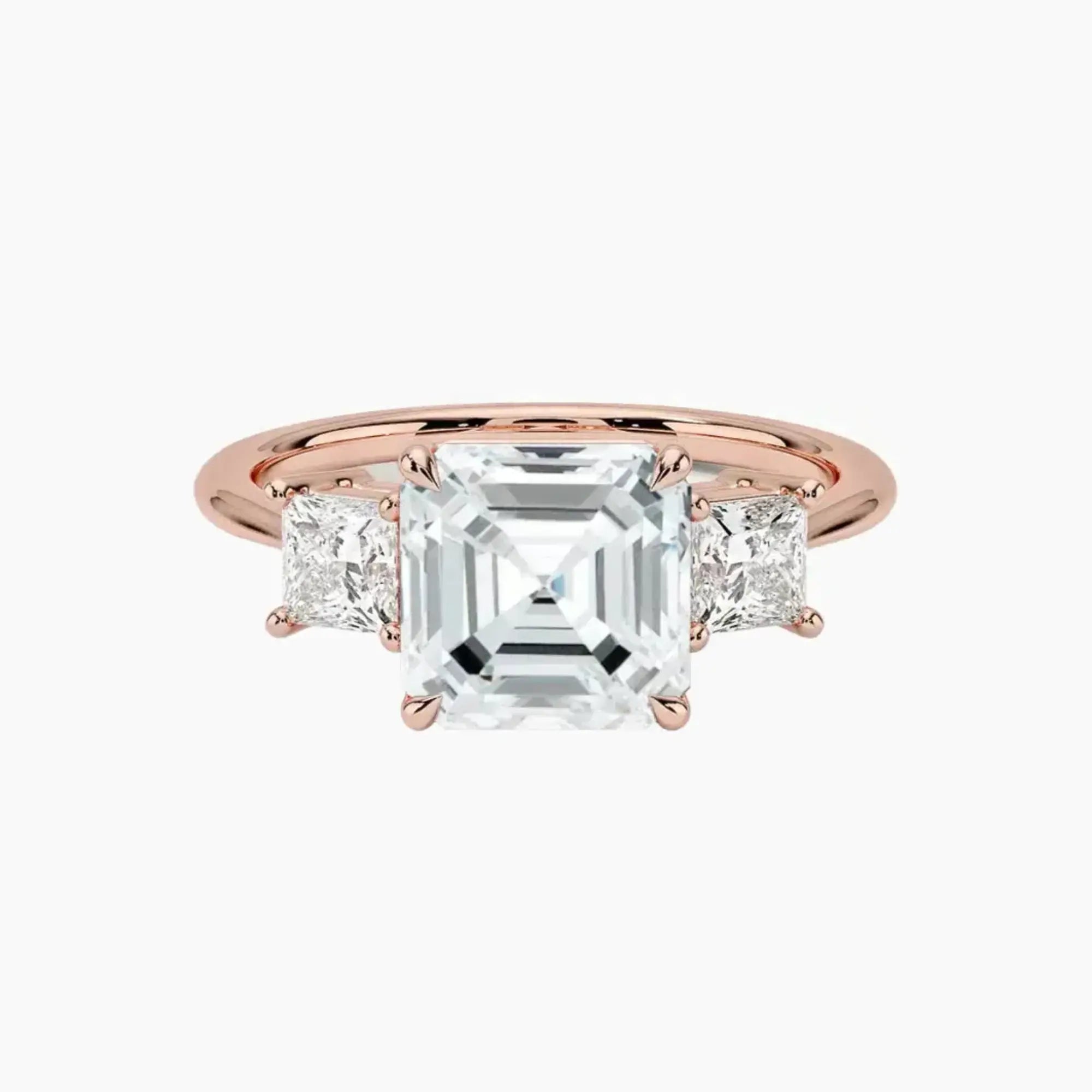 OBSER534 - Vespera Three Stone Asscher engagement ring setting view 4