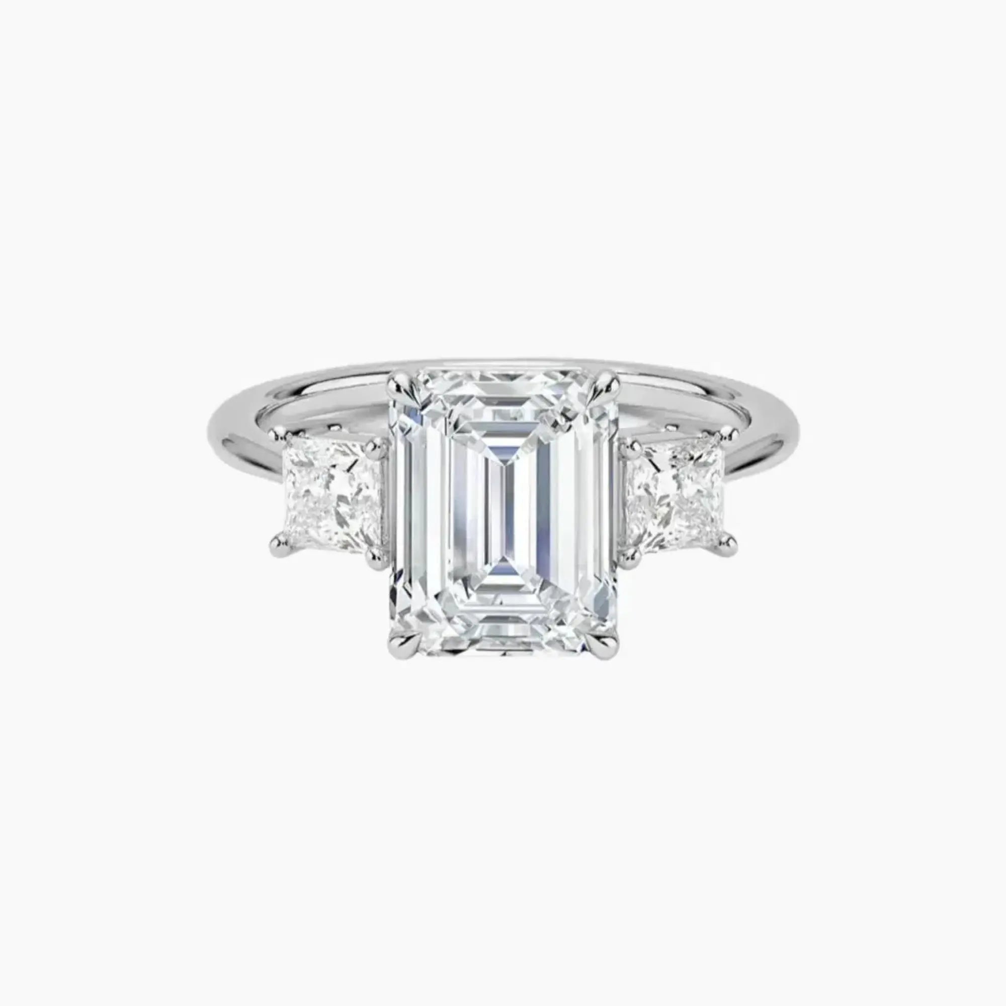 OBSER536 - Vespera Three Stone Emerald engagement ring setting view 1