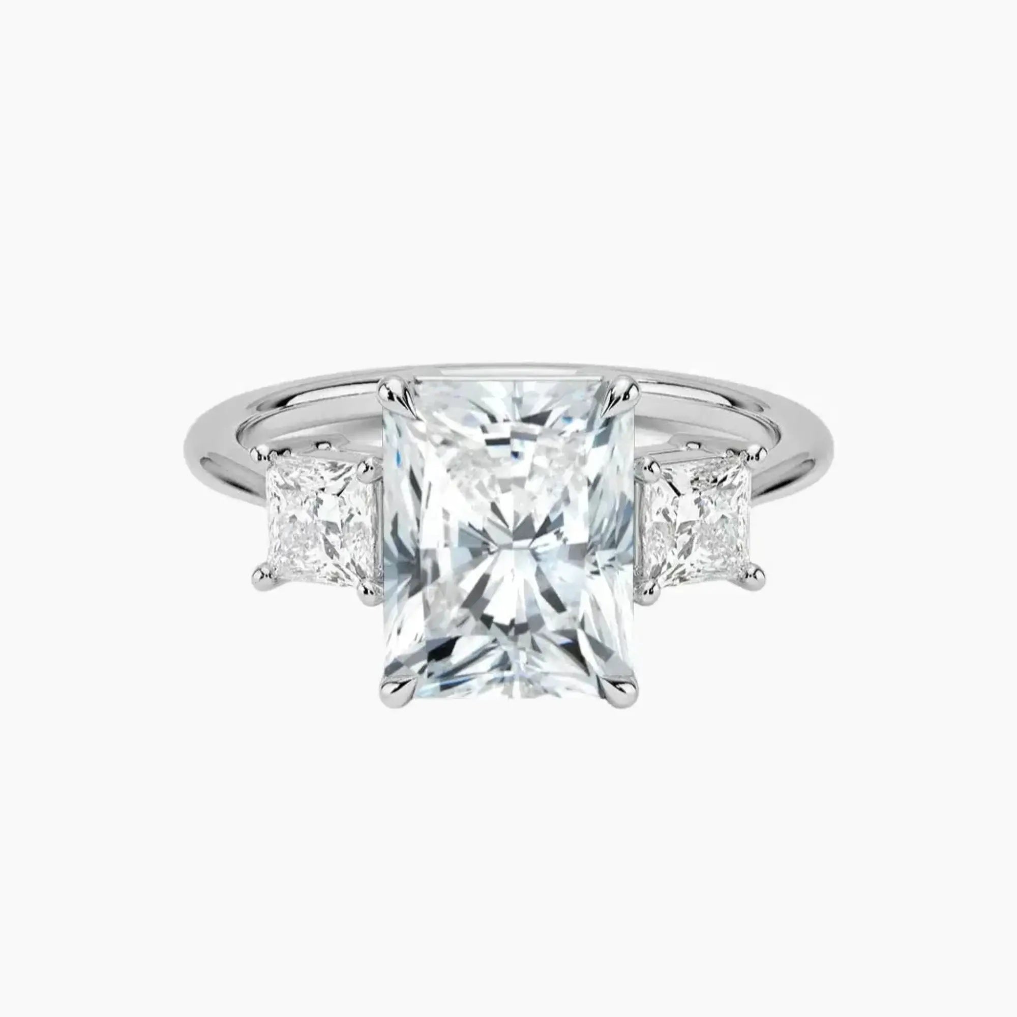 OBSER533 - Vespera Three Stone Radiant engagement ring setting view 1