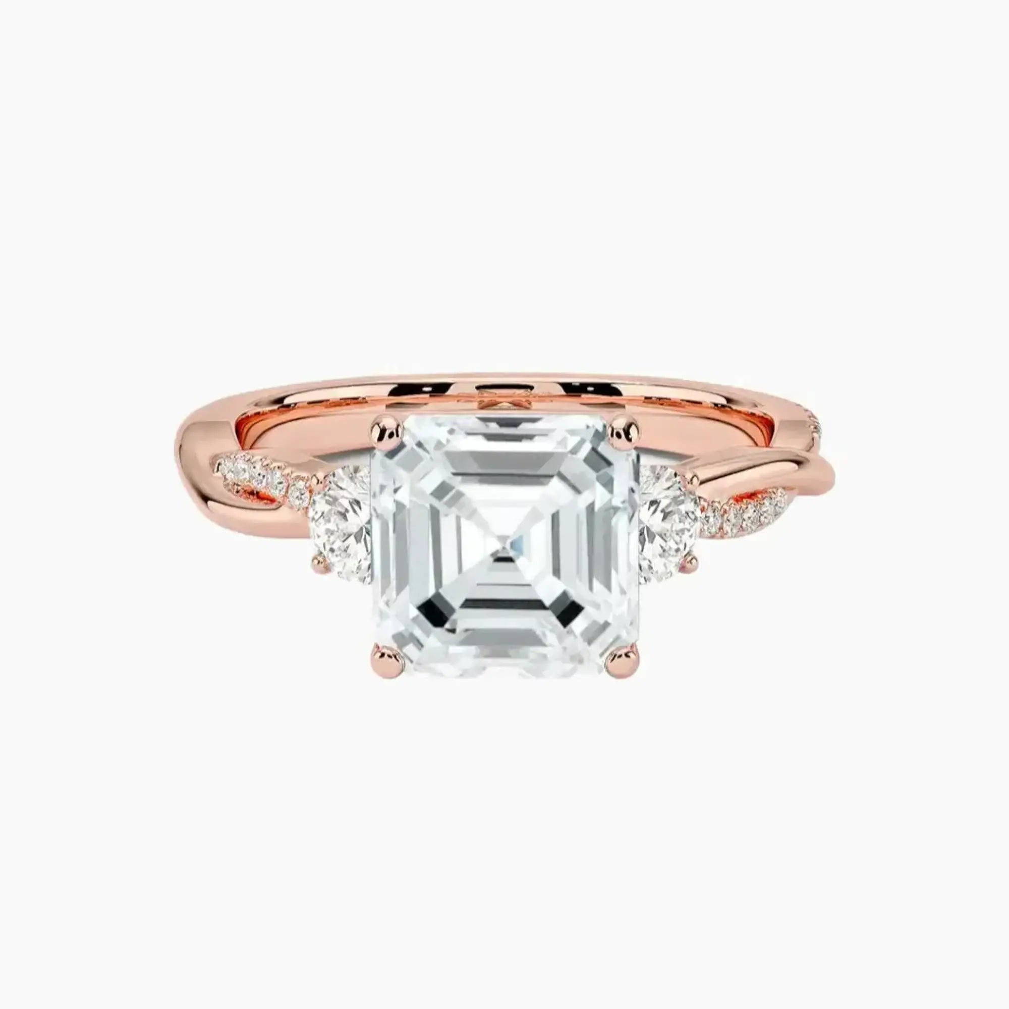 OBSER616 - Calista Three Stone Asscher Twisted engagement ring setting view 4