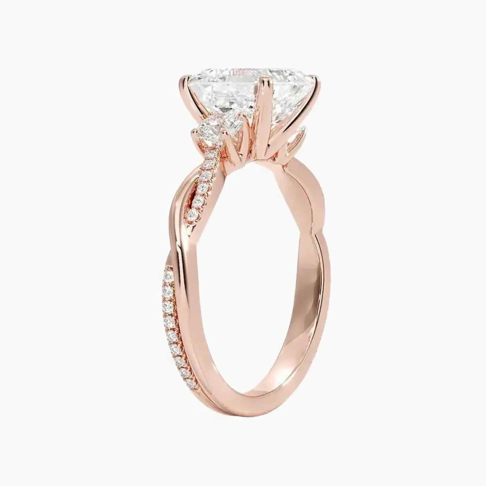 OBSER616 - Calista Three Stone Asscher Twisted engagement ring setting view 5
