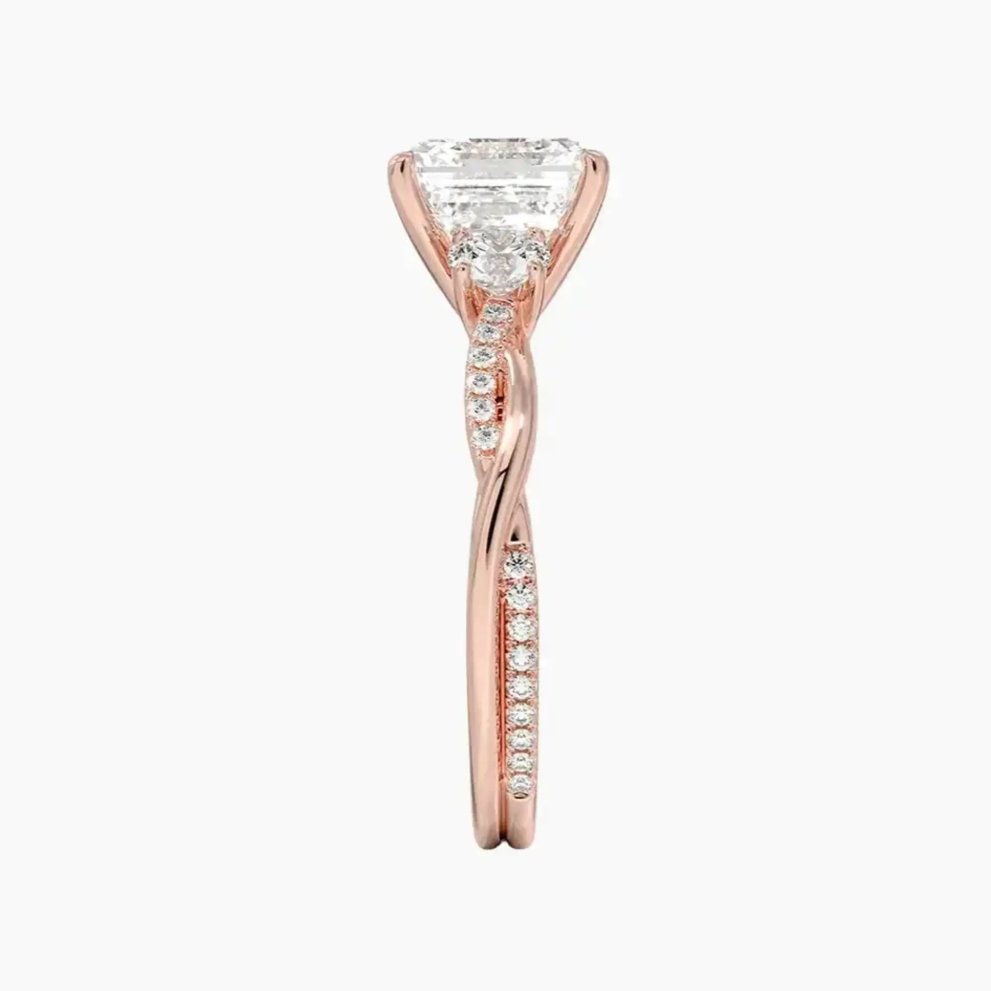 OBSER616 - Calista Three Stone Asscher Twisted engagement ring setting view 6