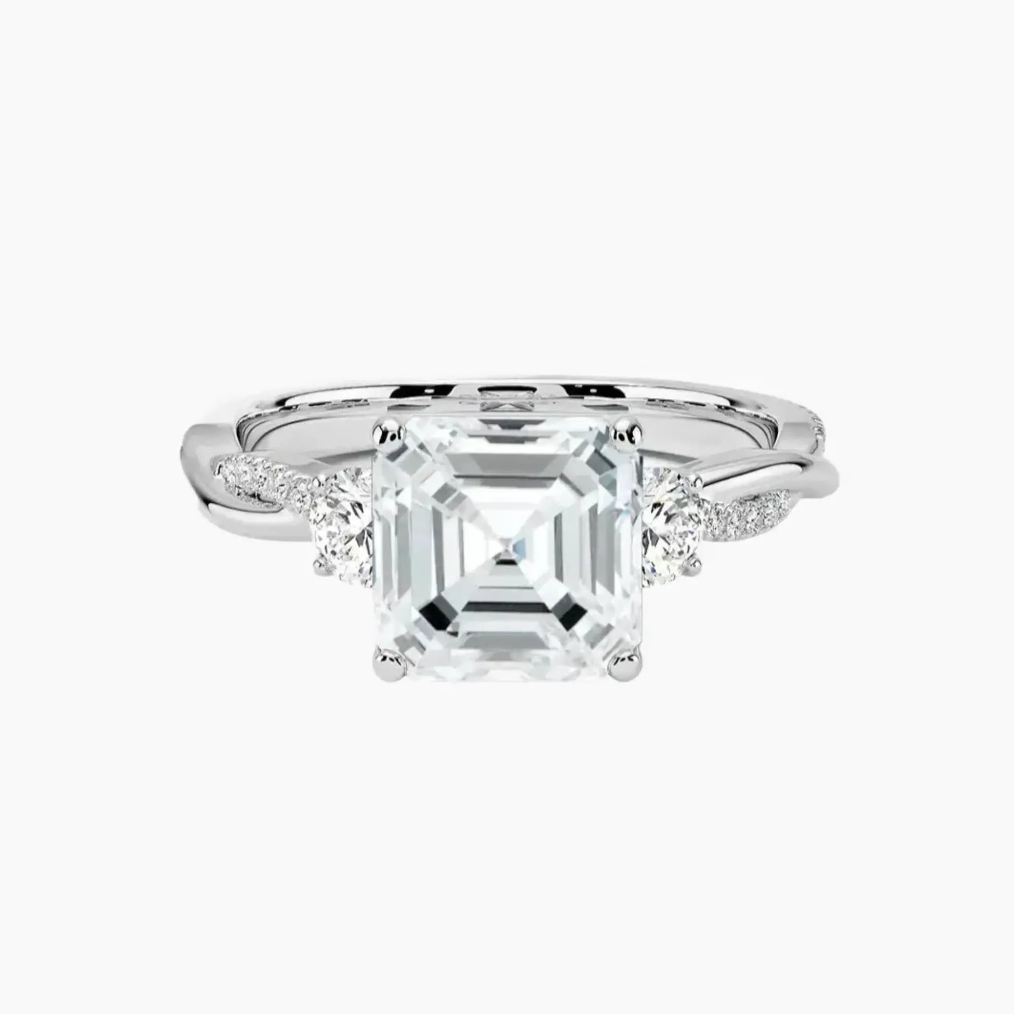 OBSER616 - Calista Three Stone Asscher Twisted engagement ring setting view 1