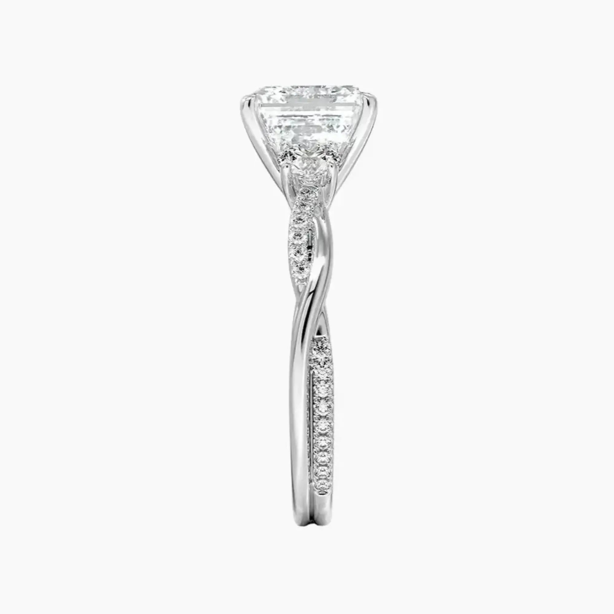 OBSER616 - Calista Three Stone Asscher Twisted engagement ring setting view 3