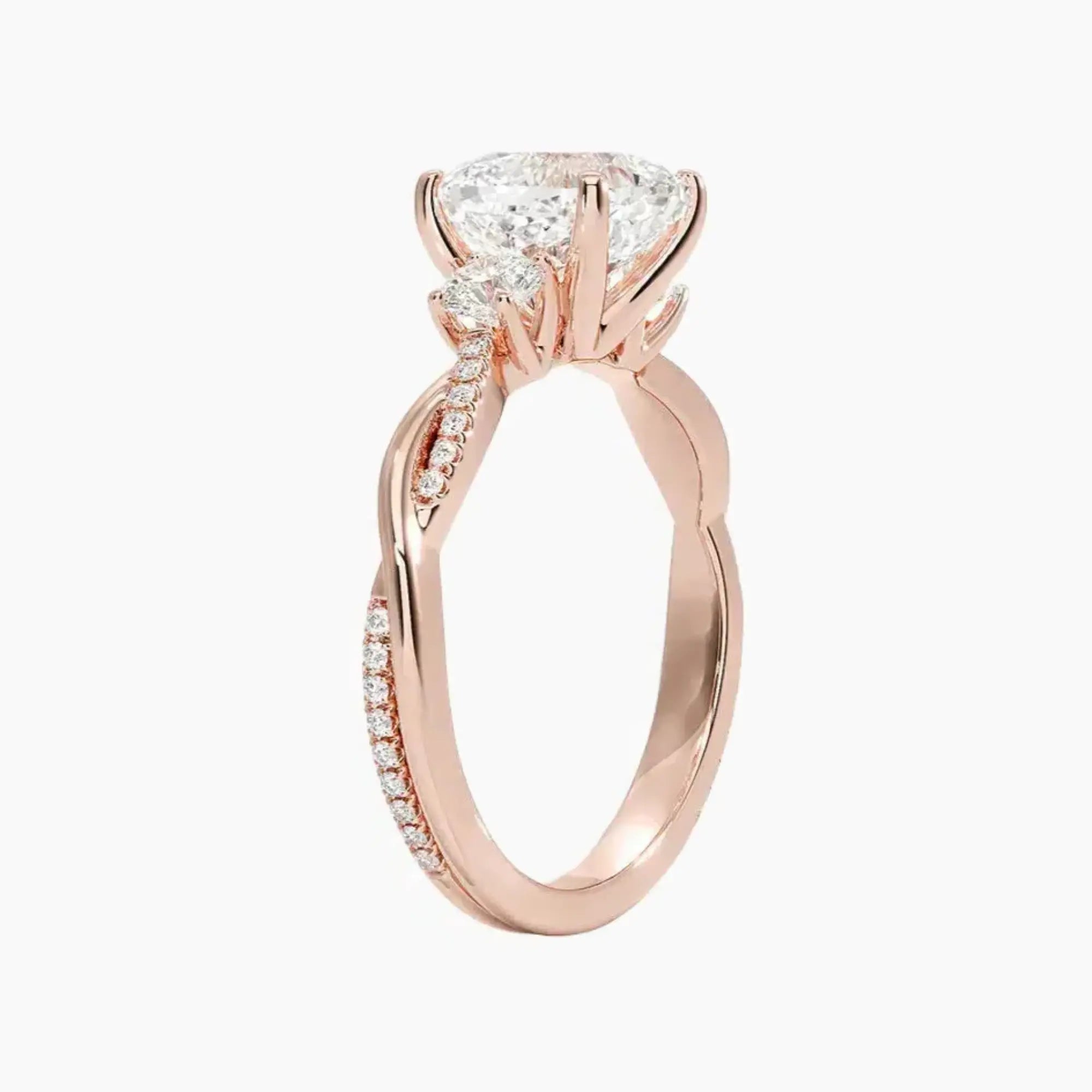 OBSER620 - Calista Three Stone Cushion Twisted engagement ring setting view 5