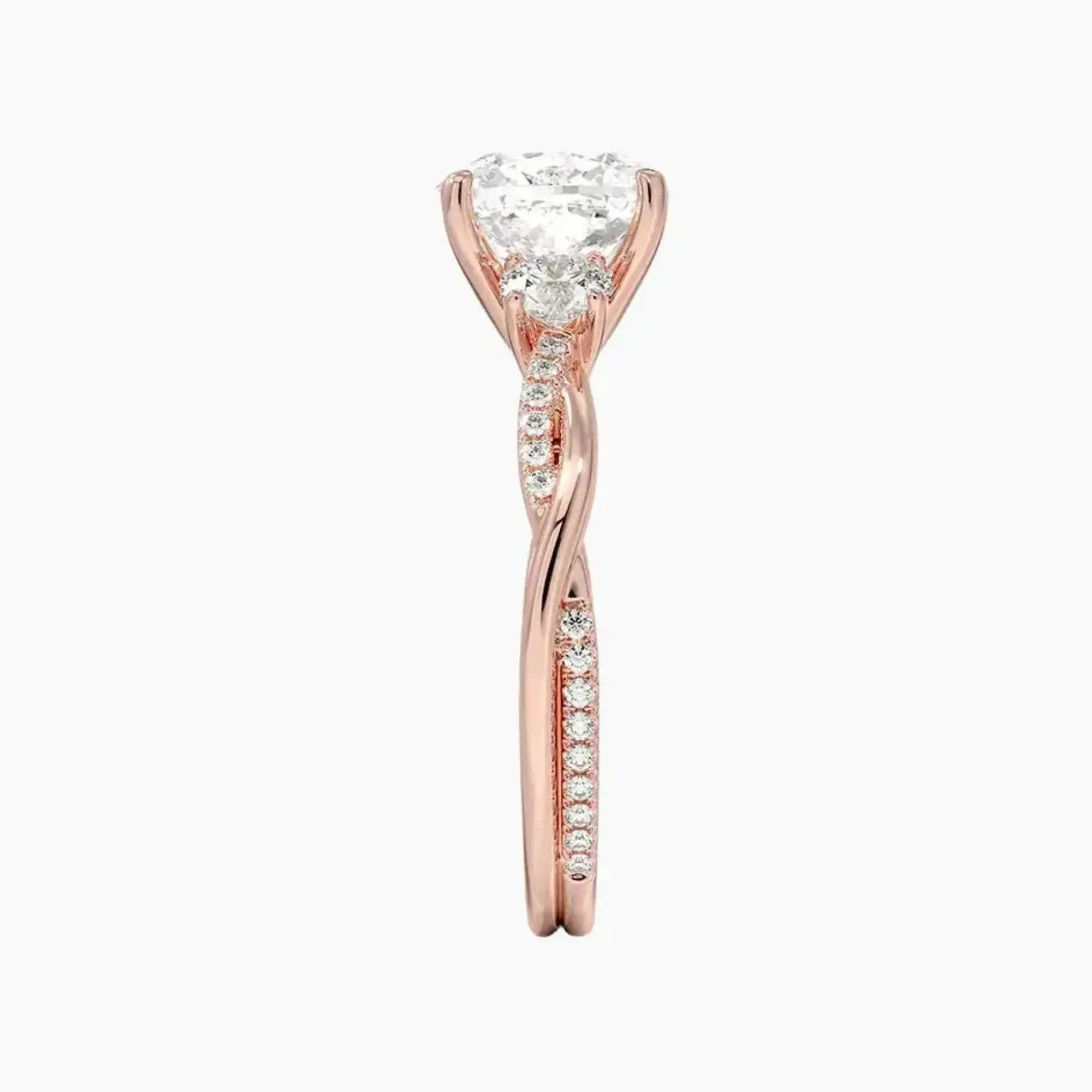 OBSER620 - Calista Three Stone Cushion Twisted engagement ring setting view 6