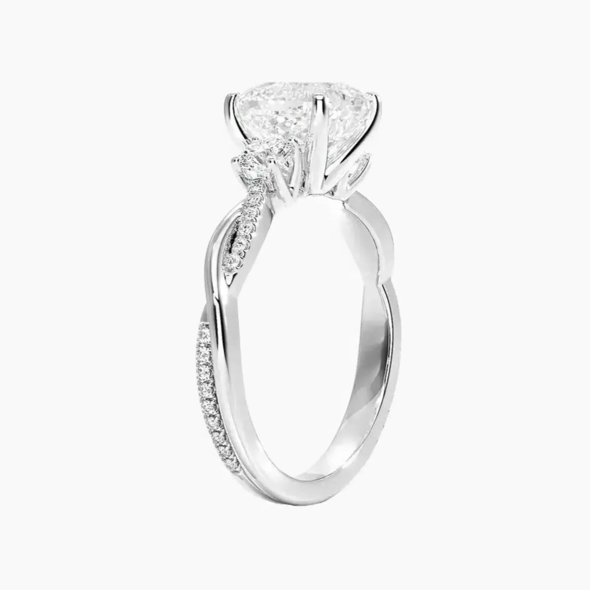 OBSER620 - Calista Three Stone Cushion Twisted engagement ring setting view 2