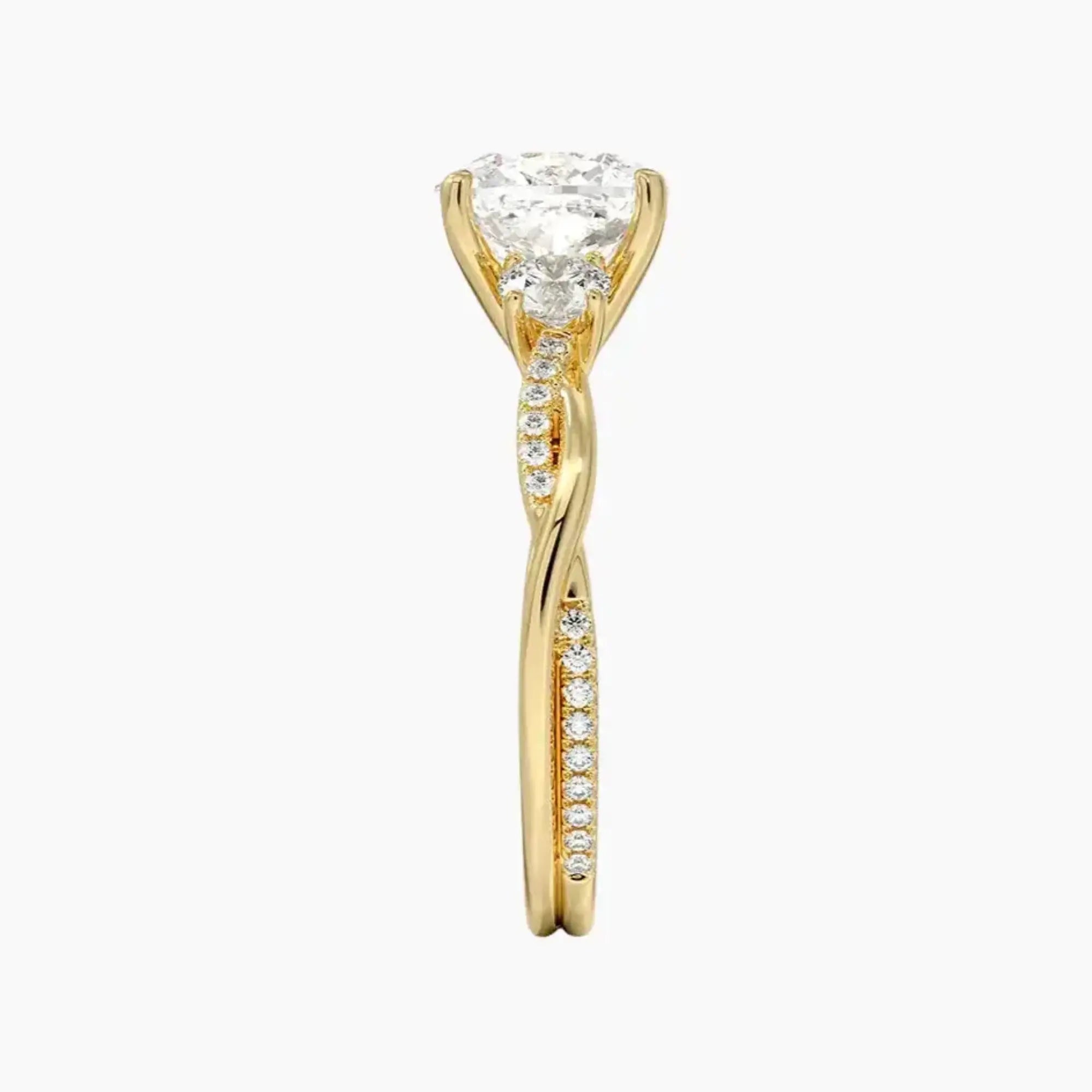 OBSER620 - Calista Three Stone Cushion Twisted engagement ring setting view 9