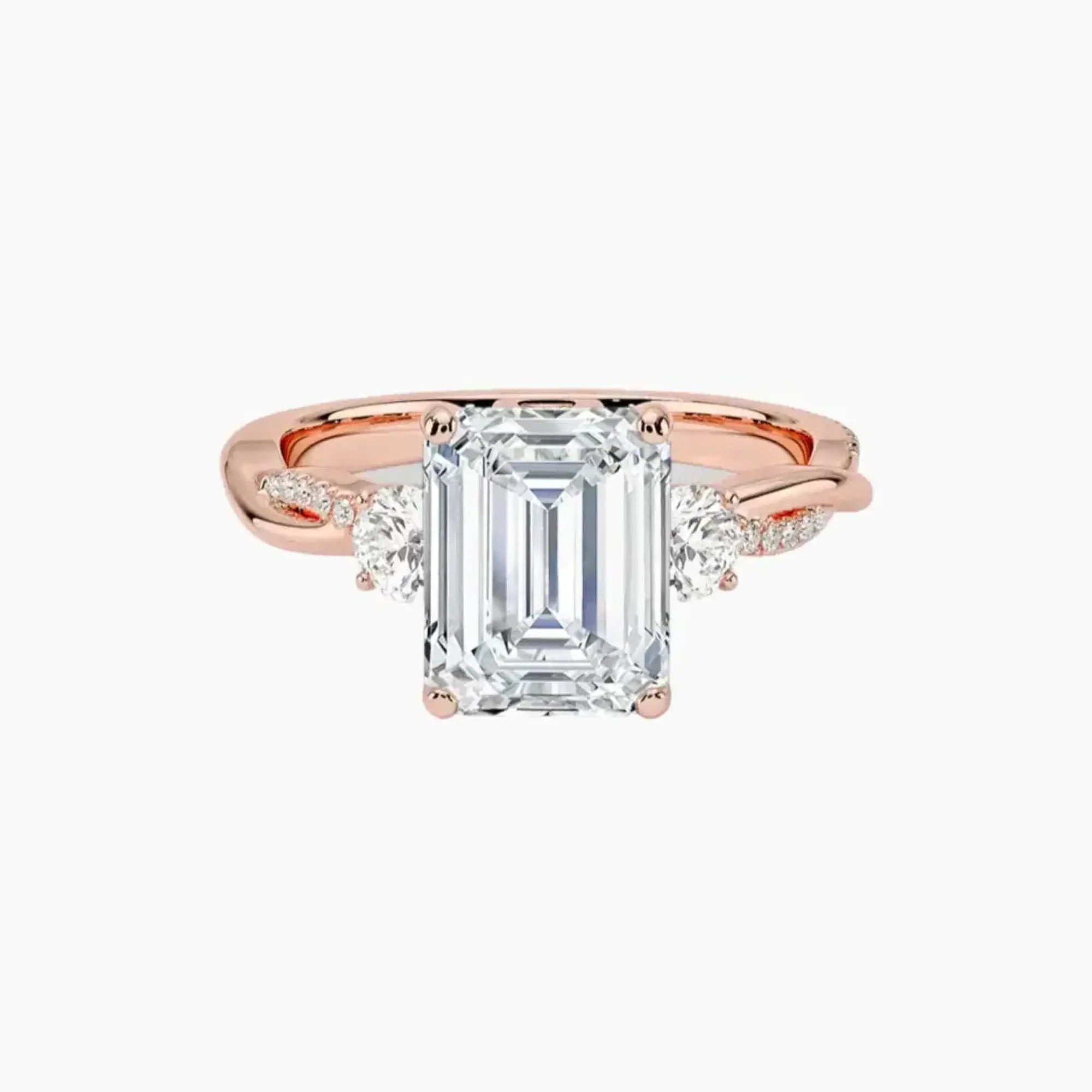 OBSER617 - Calista Three Stone Emerald Twisted engagement ring setting view 4