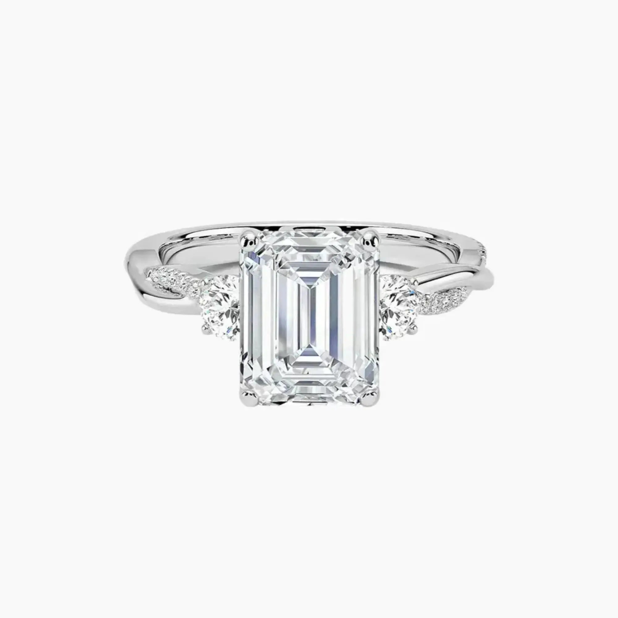 OBSER617 - Calista Three Stone Emerald Twisted engagement ring setting view 1