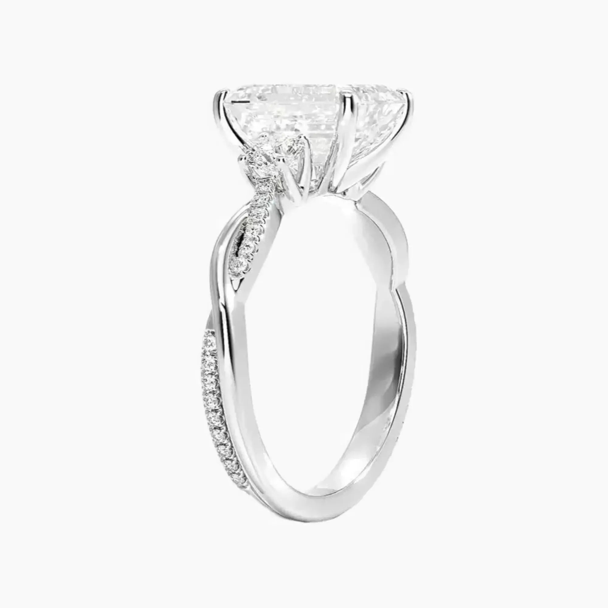 OBSER617 - Calista Three Stone Emerald Twisted engagement ring setting view 2