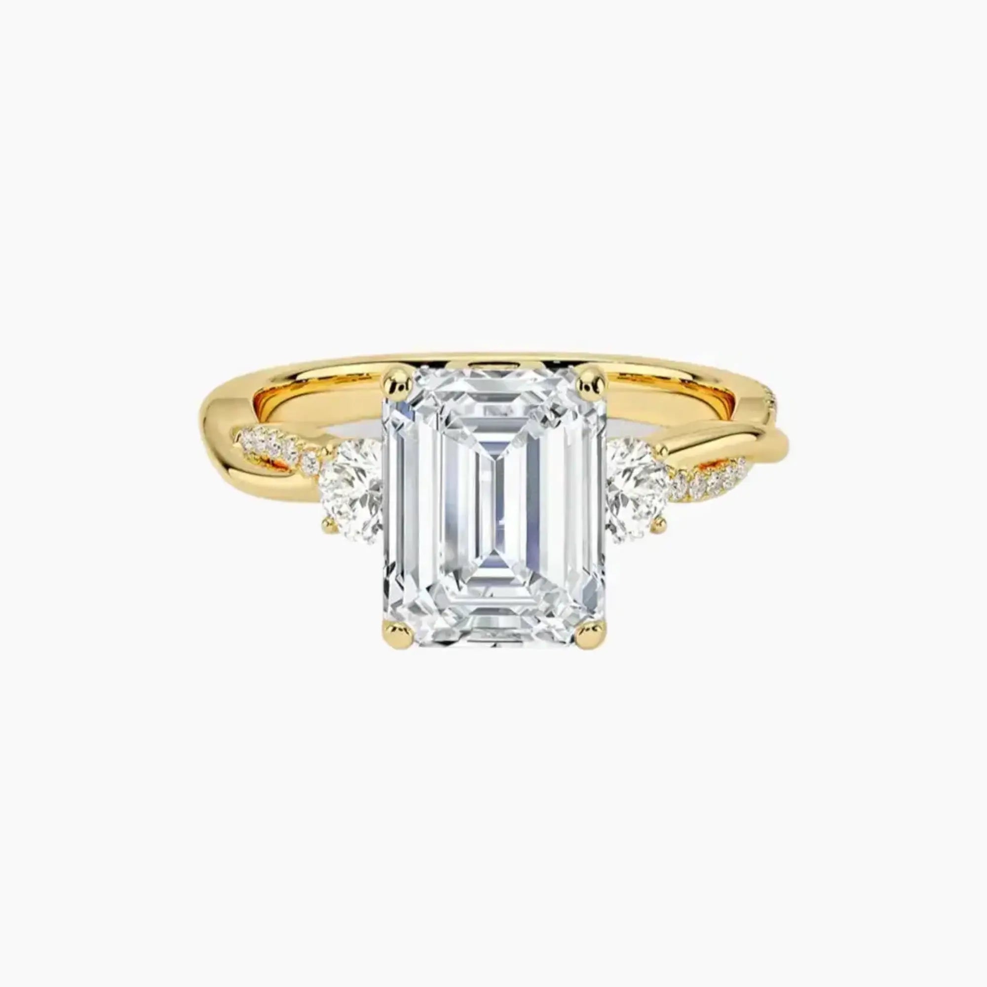 OBSER617 - Calista Three Stone Emerald Twisted engagement ring setting view 7