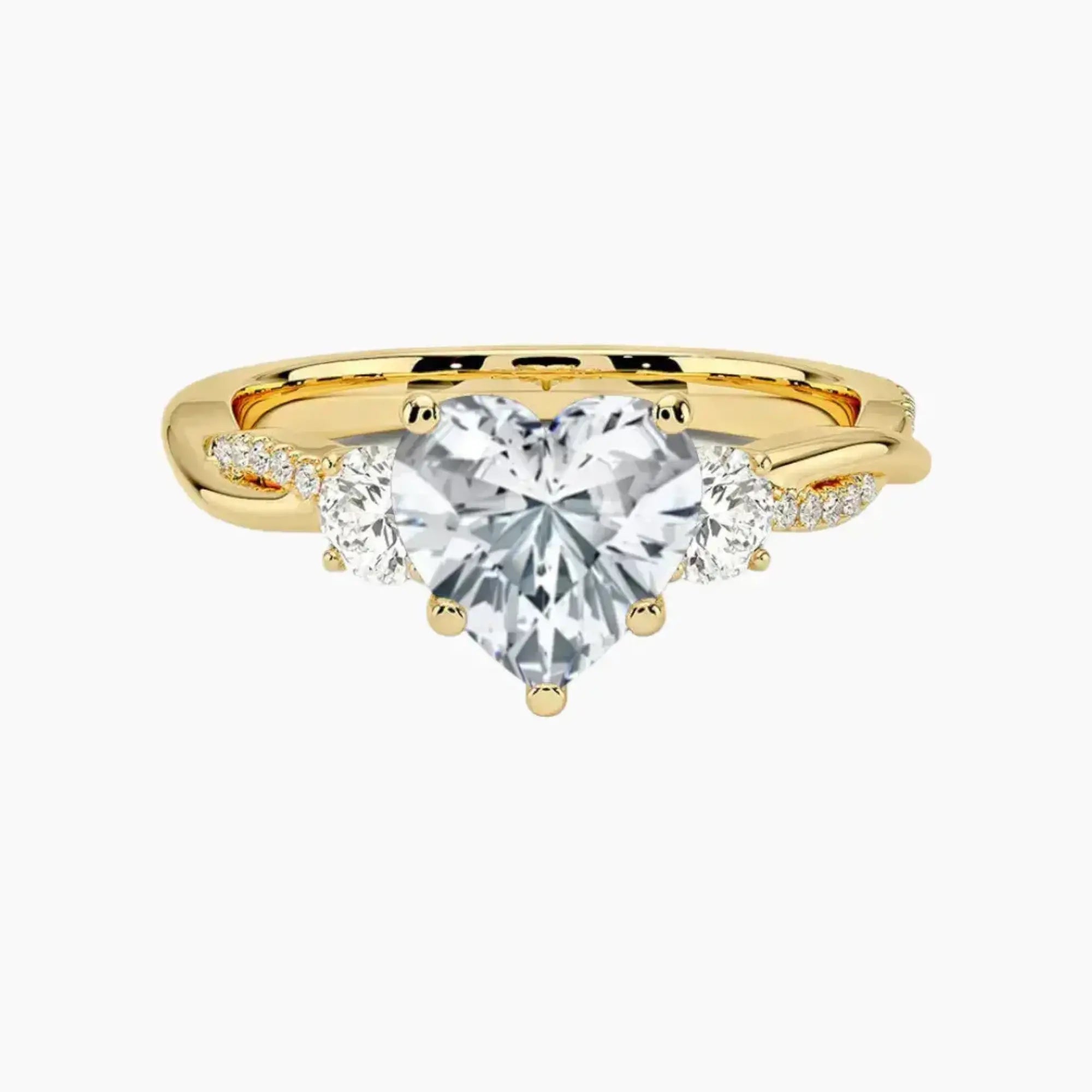 OBSER614 - Calista Three Stone Heart Twisted engagement ring setting view 7