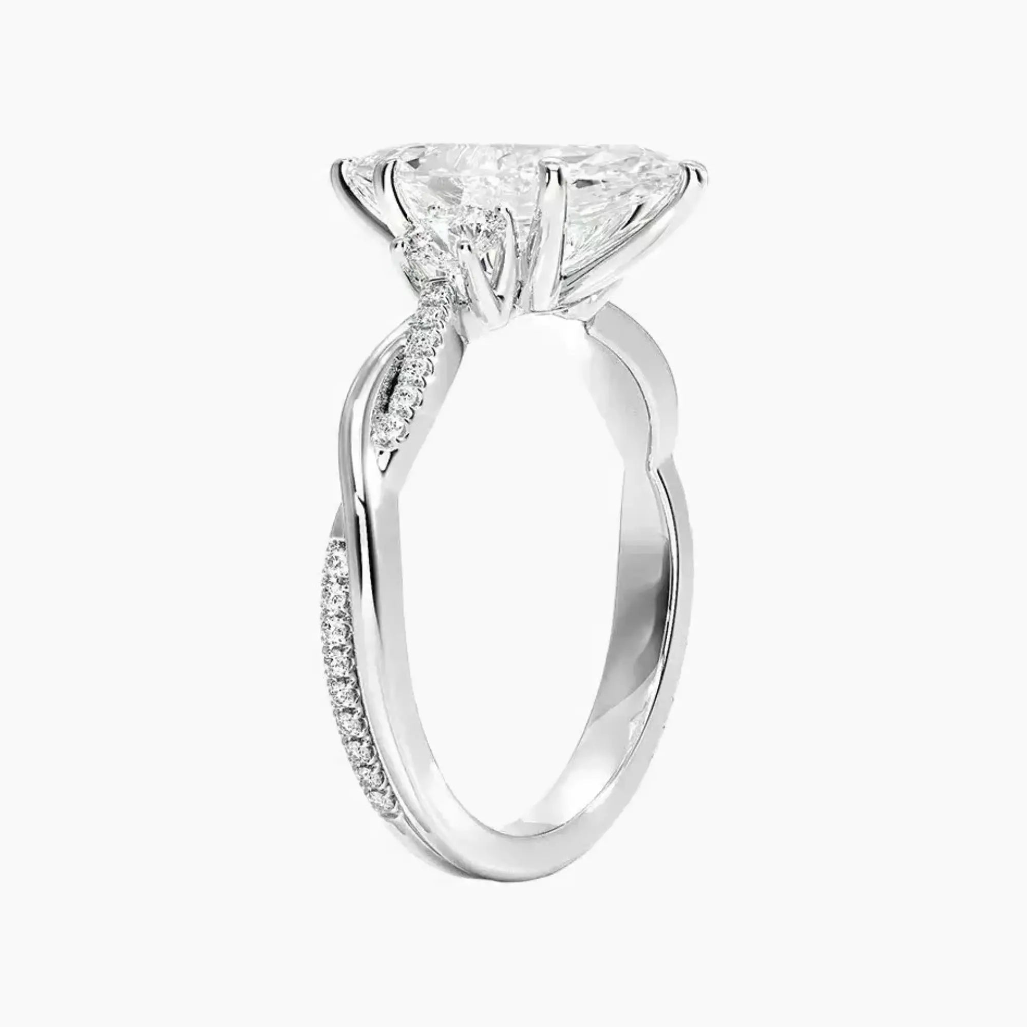 OBSER105 - Calista Three Stone Marquise Twisted engagement ring setting view 2