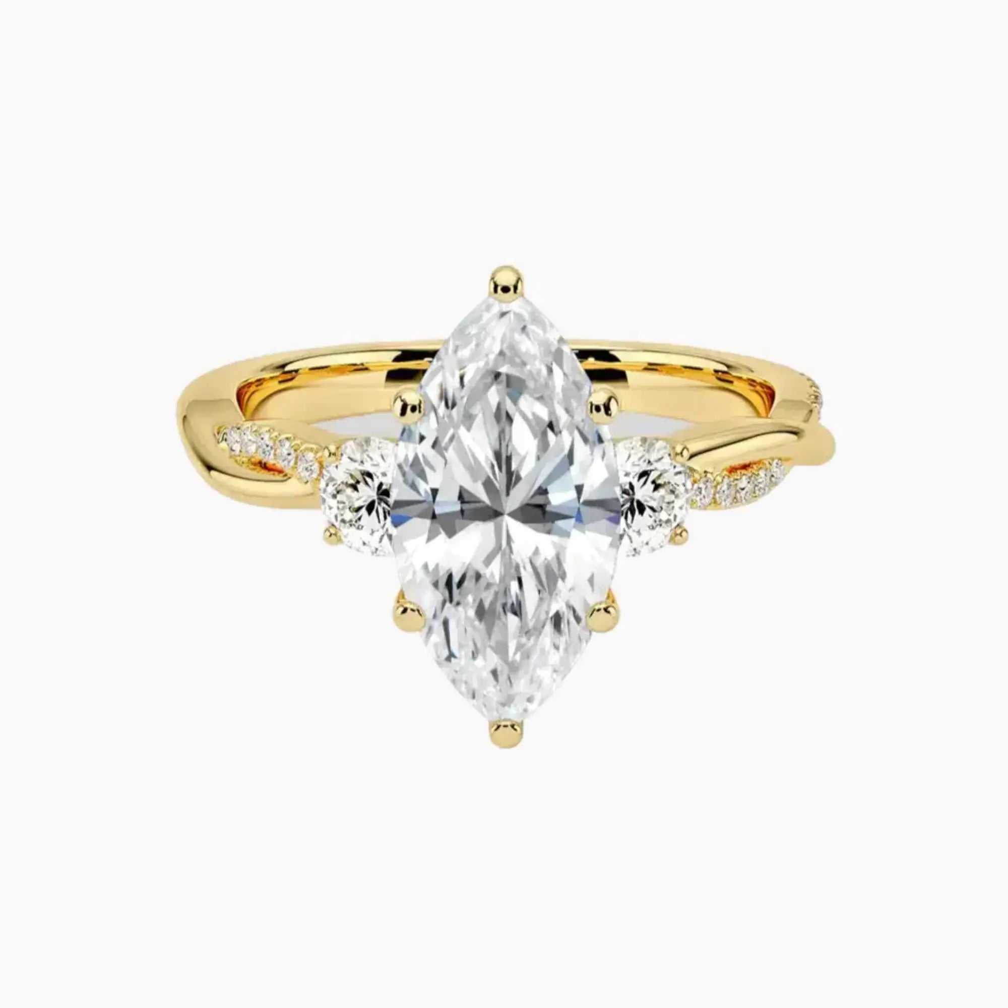 OBSER105 - Calista Three Stone Marquise Twisted engagement ring setting view 7