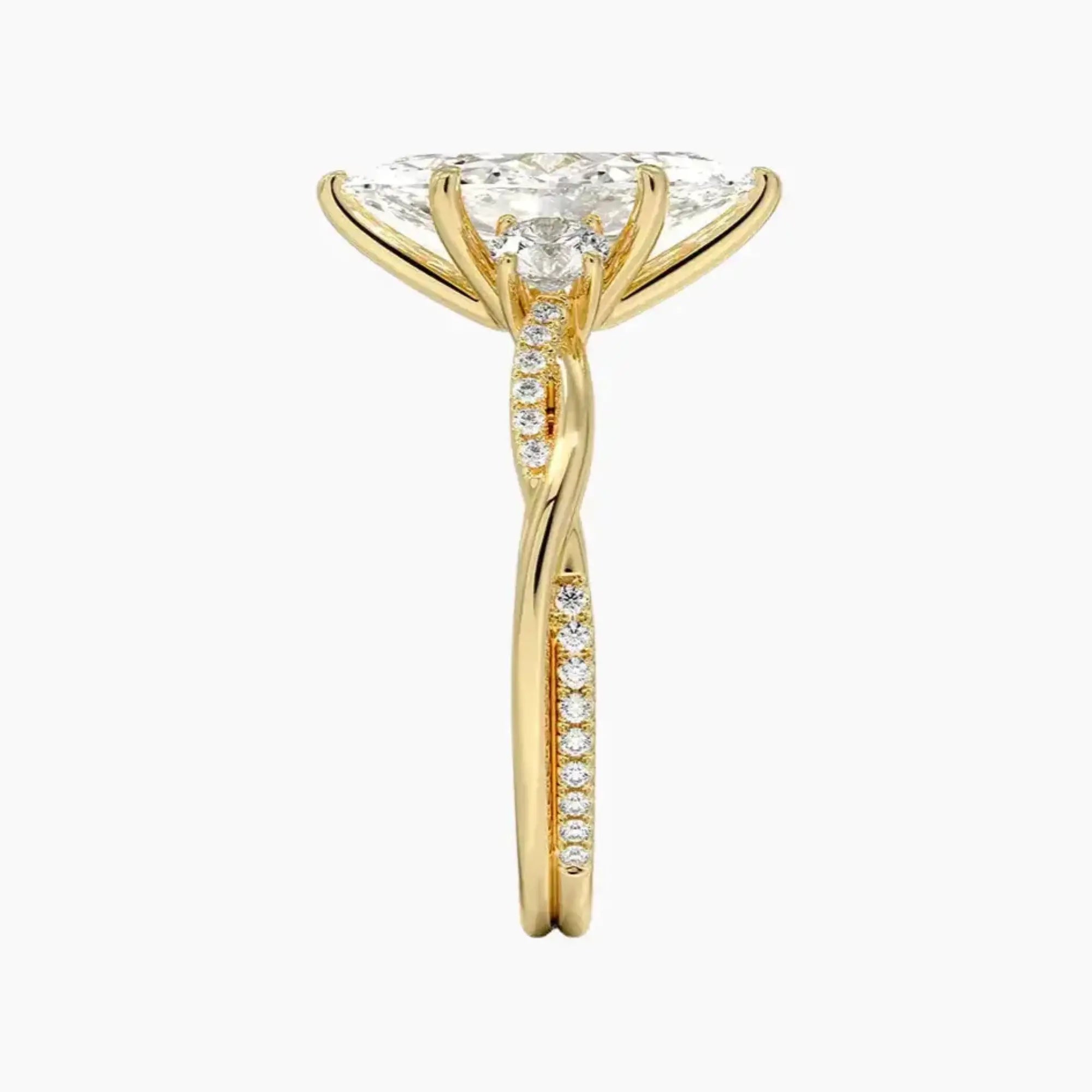OBSER105 - Calista Three Stone Marquise Twisted engagement ring setting view 9