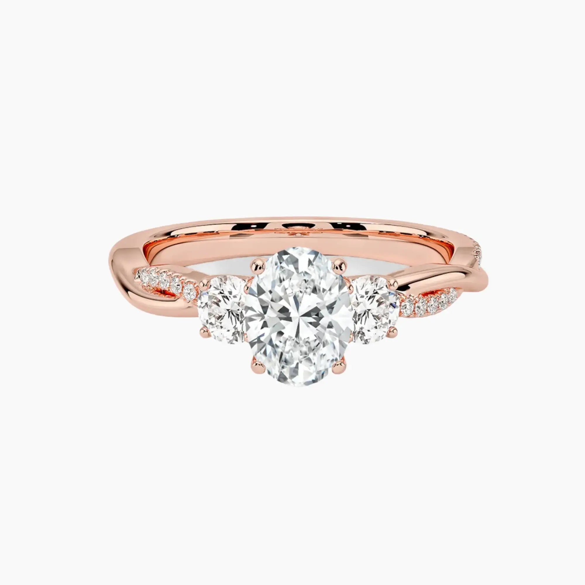 OBSER037 - Calista Three Stone Oval Twisted engagement ring setting view 4