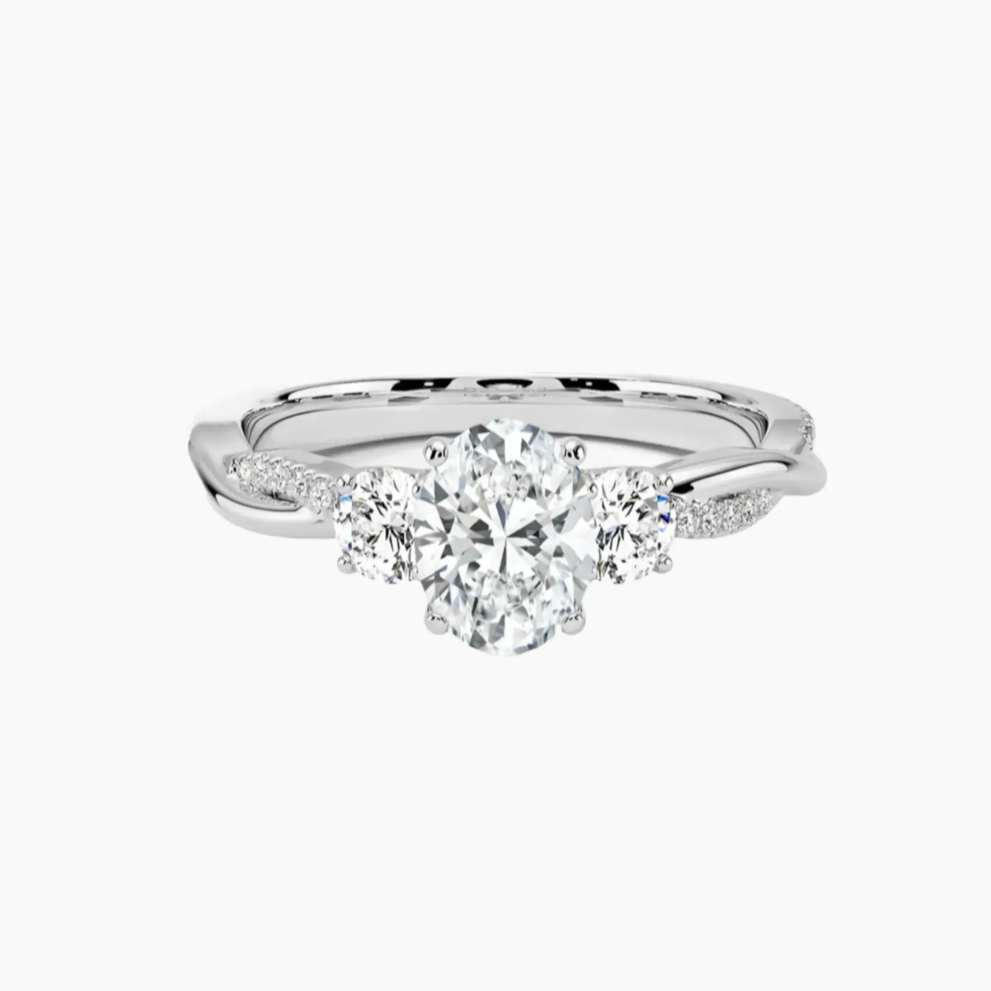 OBSER037 - Calista Three Stone Oval Twisted engagement ring setting view 1