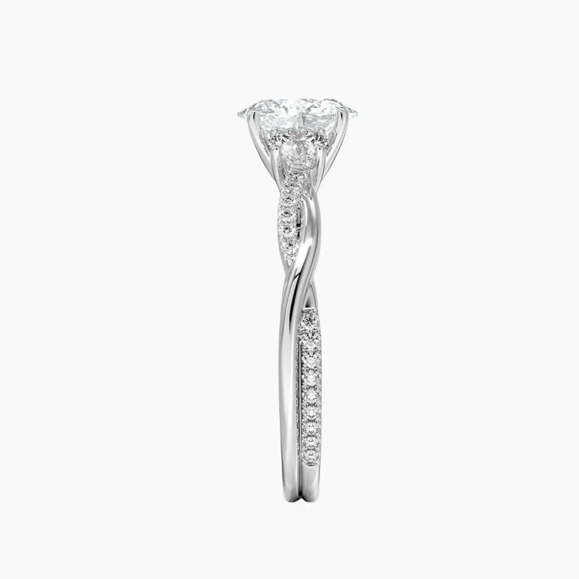 OBSER037 - Calista Three Stone Oval Twisted engagement ring setting view 3