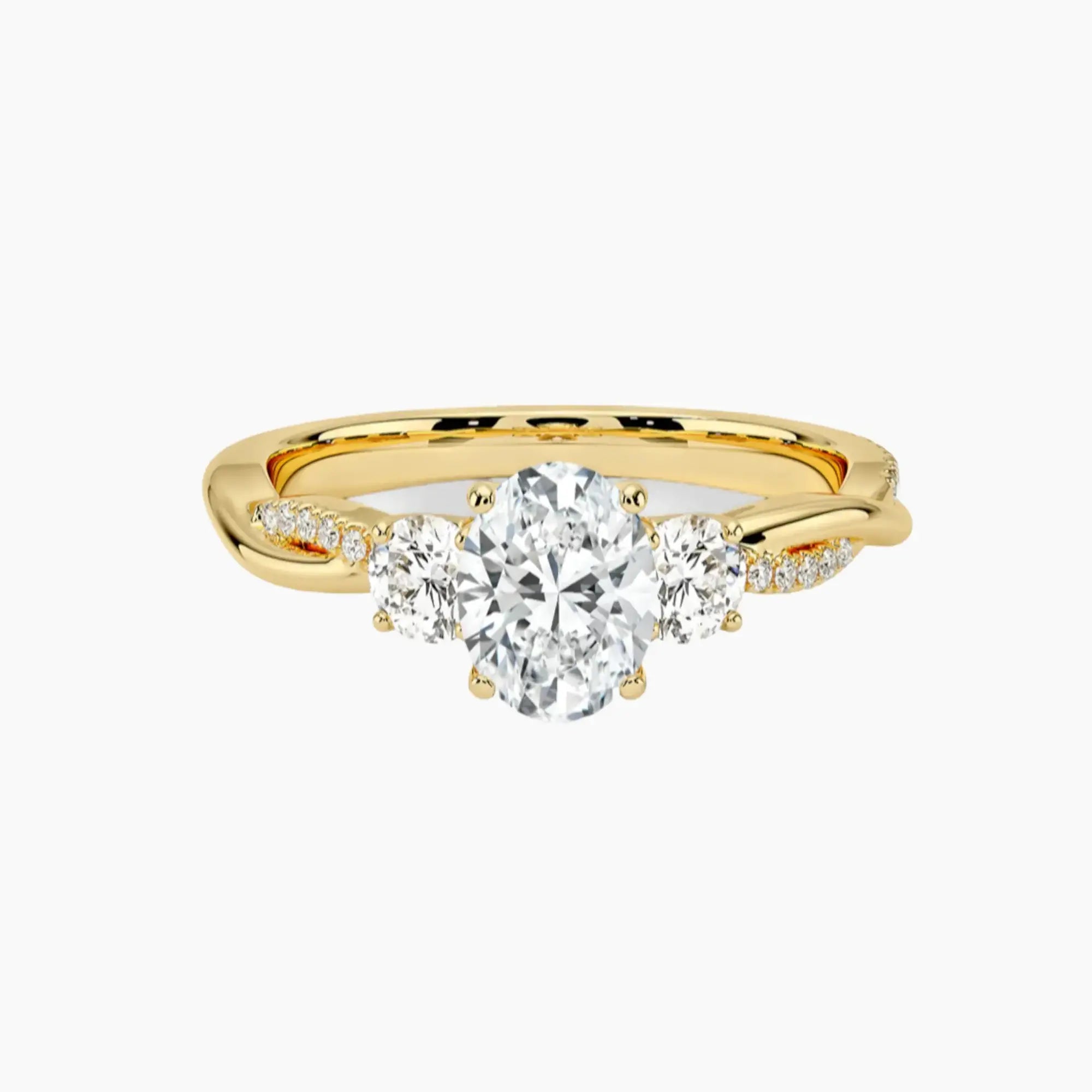 OBSER037 - Calista Three Stone Oval Twisted engagement ring setting view 7