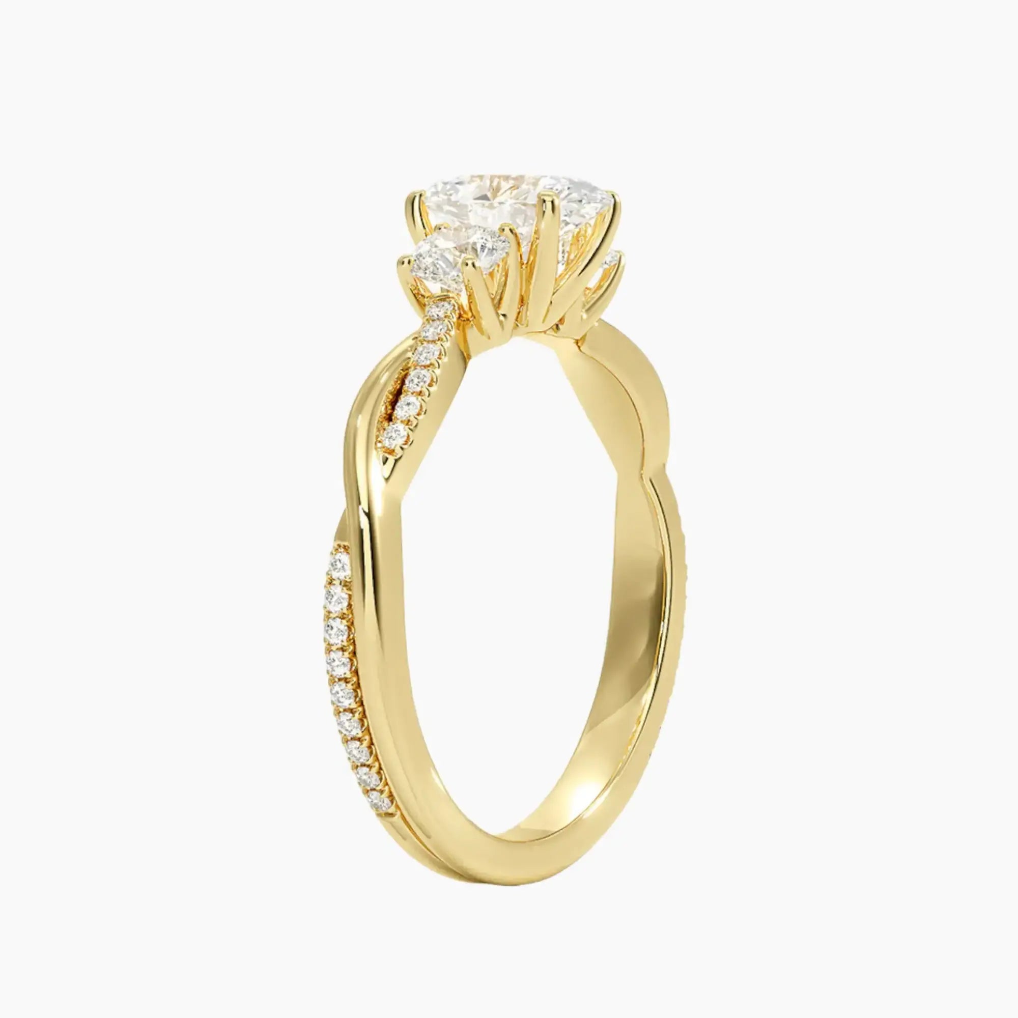 OBSER037 - Calista Three Stone Oval Twisted engagement ring setting view 8