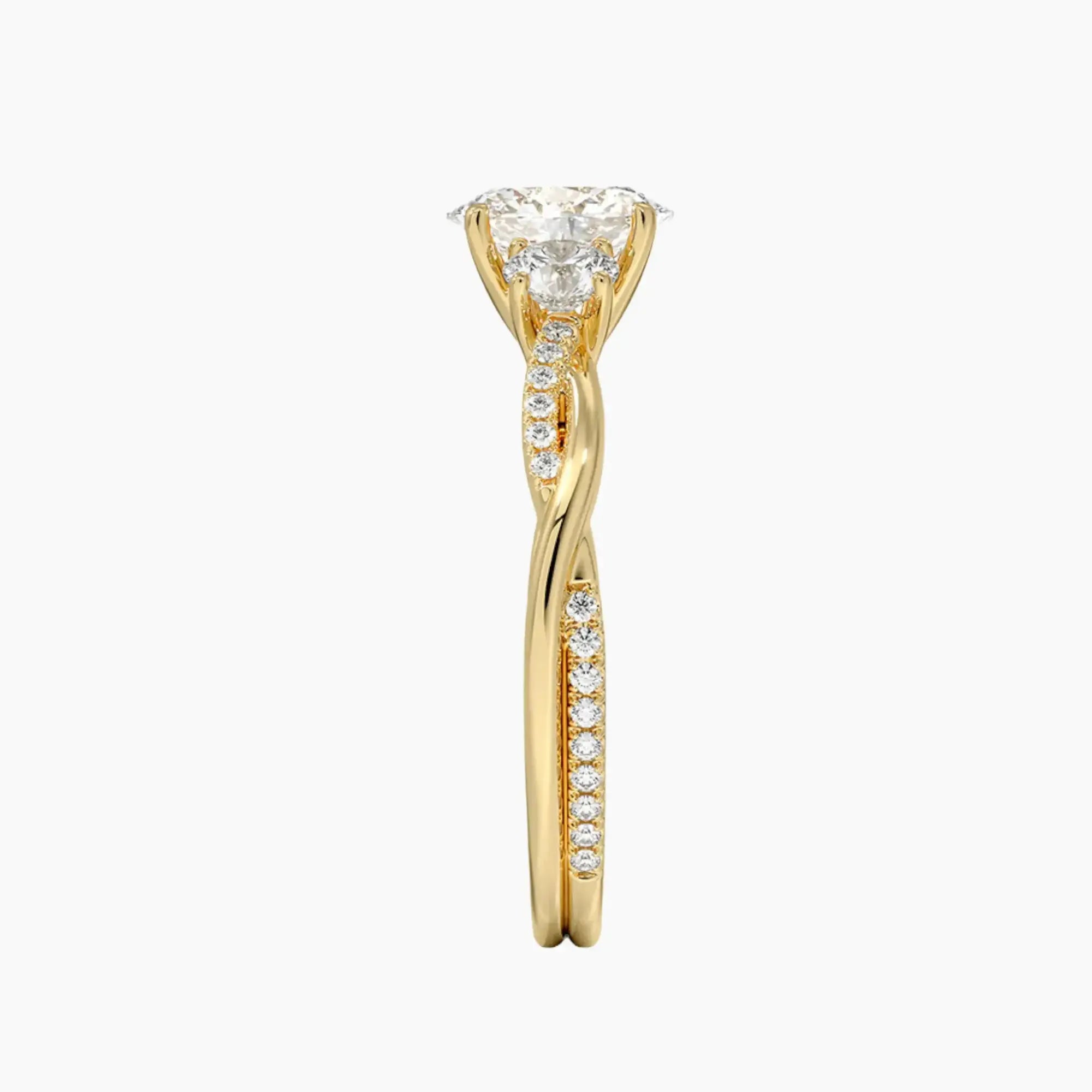 OBSER037 - Calista Three Stone Oval Twisted engagement ring setting view 9