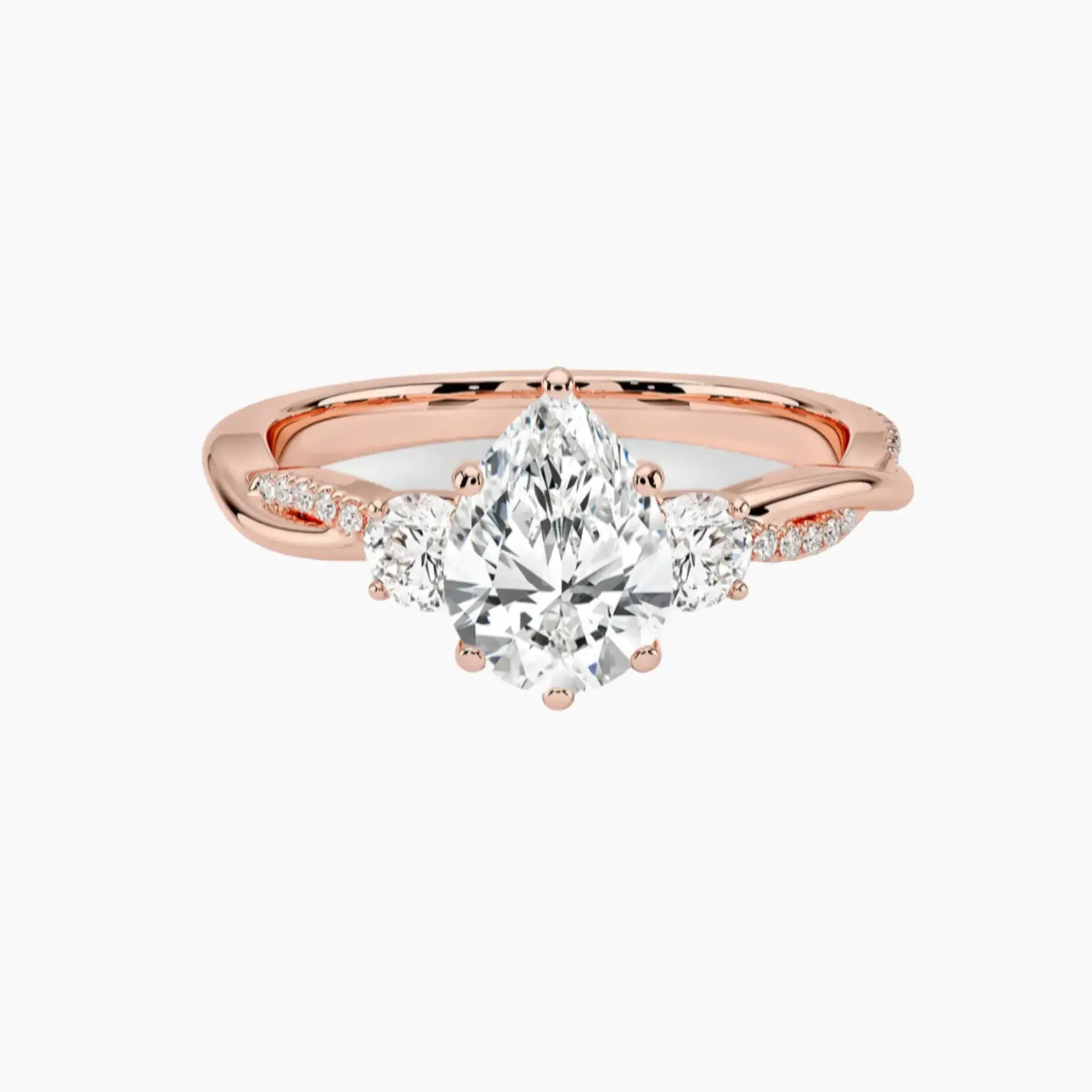 OBSER619 - Calista Three Stone Pear Twisted engagement ring setting view 4