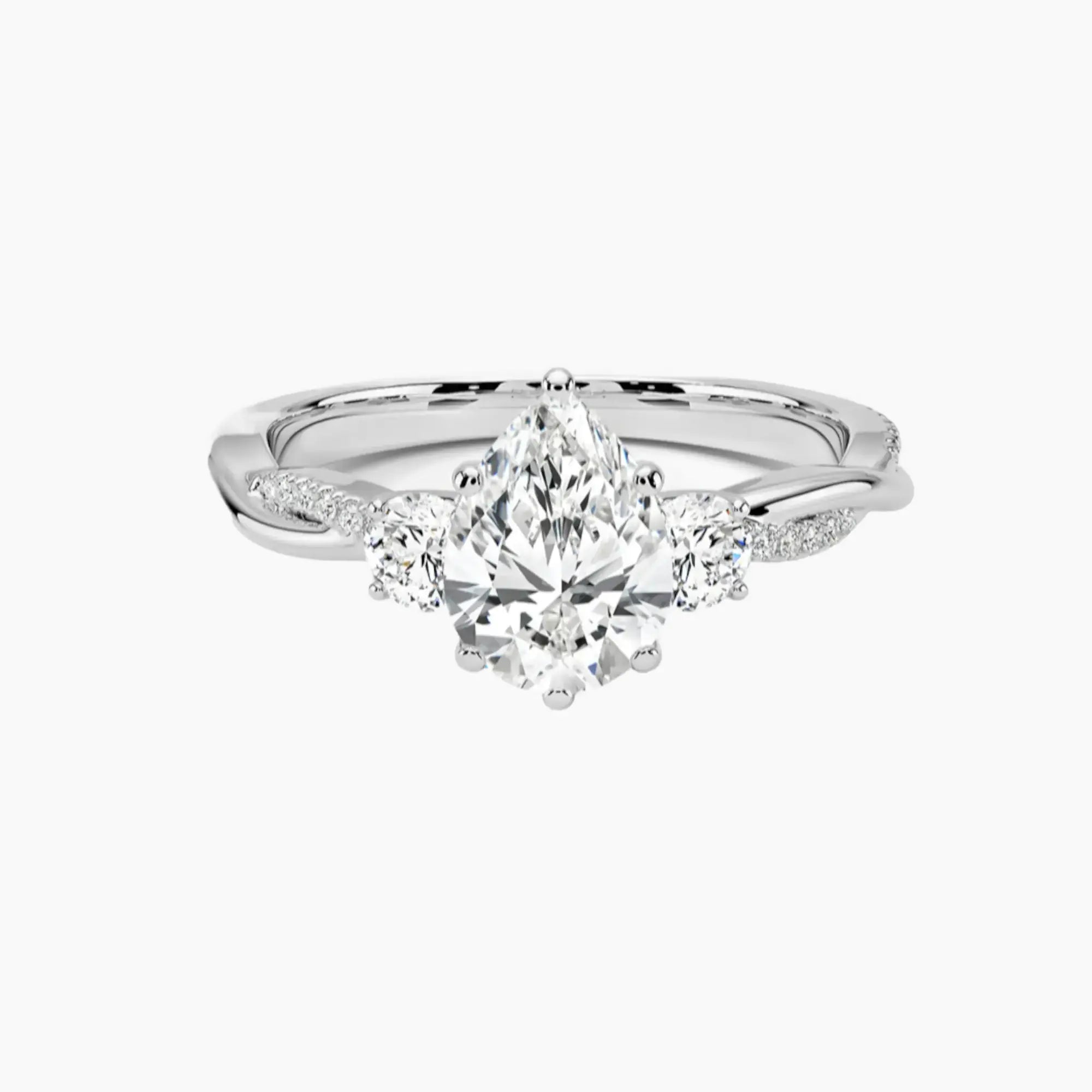 OBSER619 - Calista Three Stone Pear Twisted engagement ring setting view 1