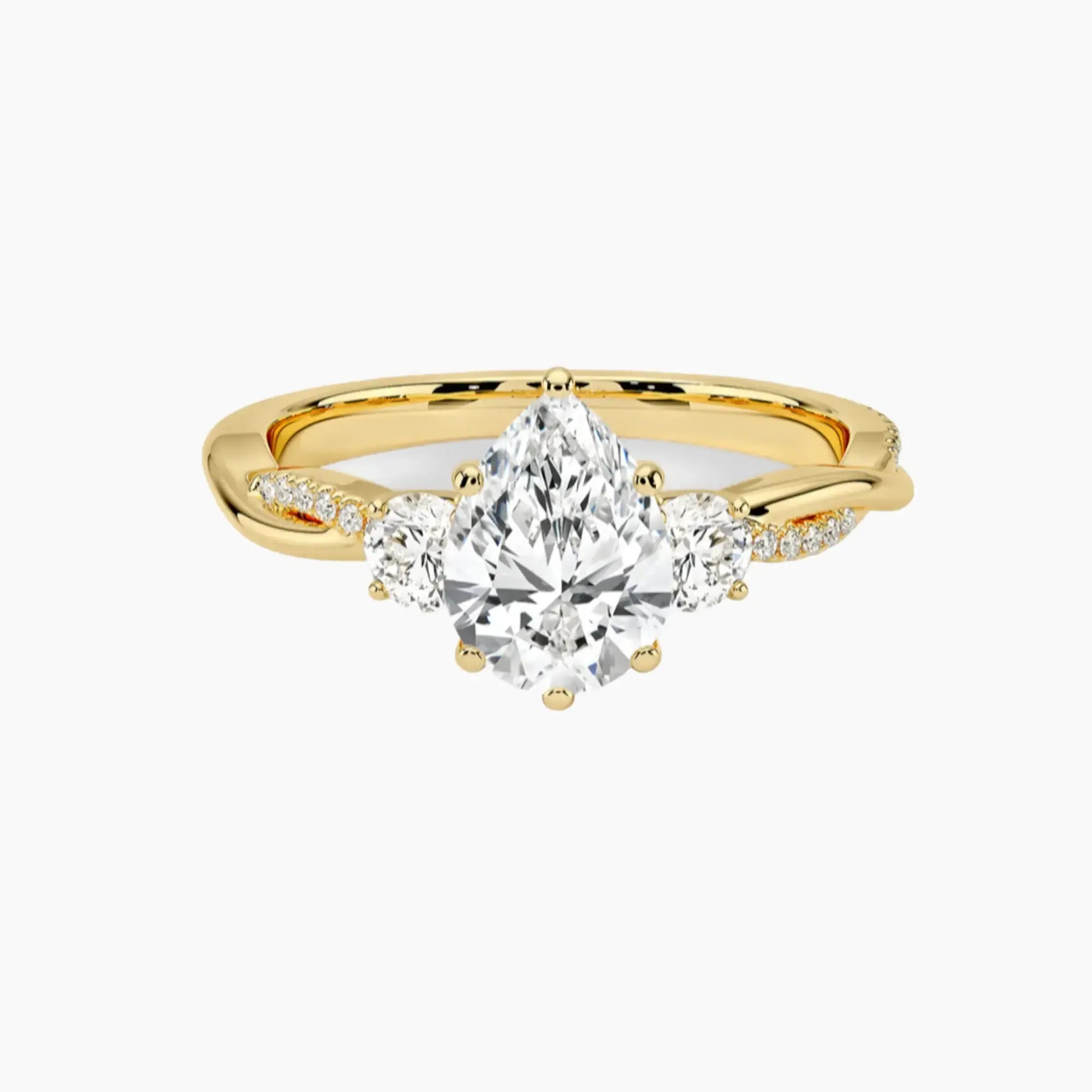 OBSER619 - Calista Three Stone Pear Twisted engagement ring setting view 7