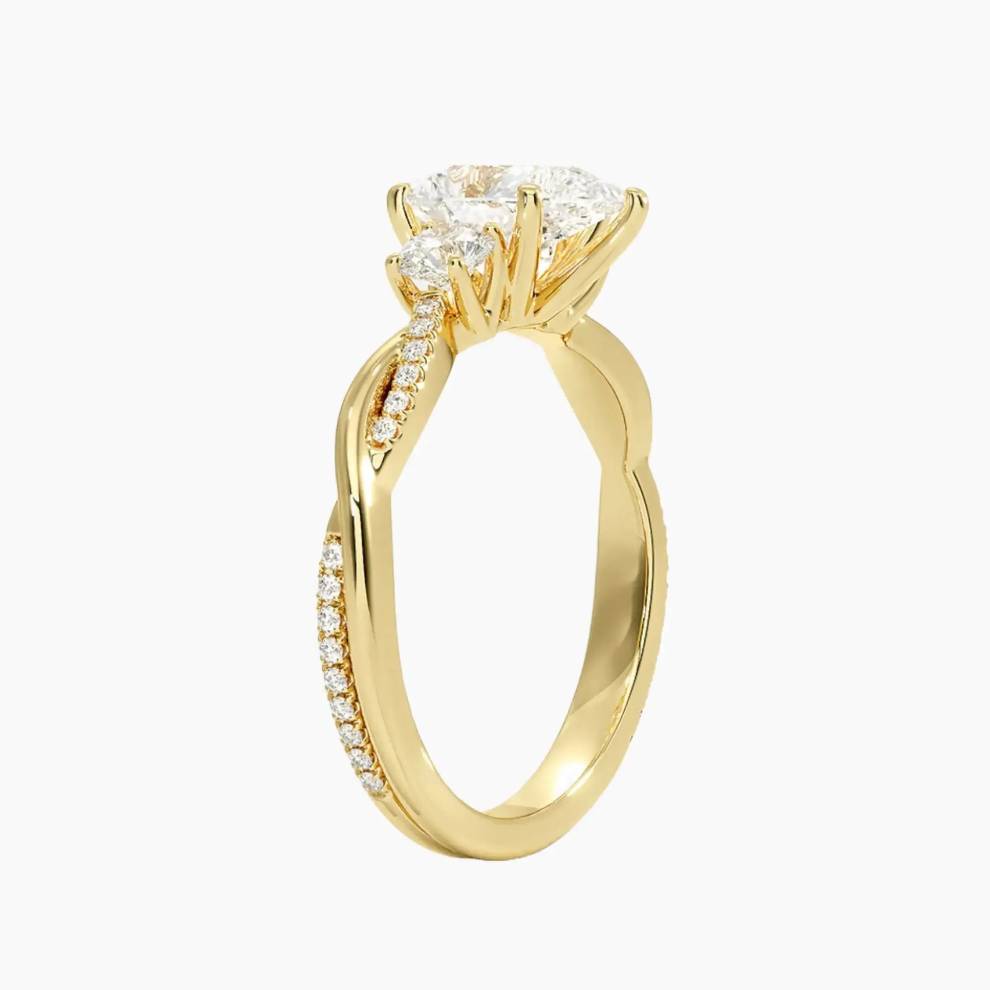 OBSER619 - Calista Three Stone Pear Twisted engagement ring setting view 8