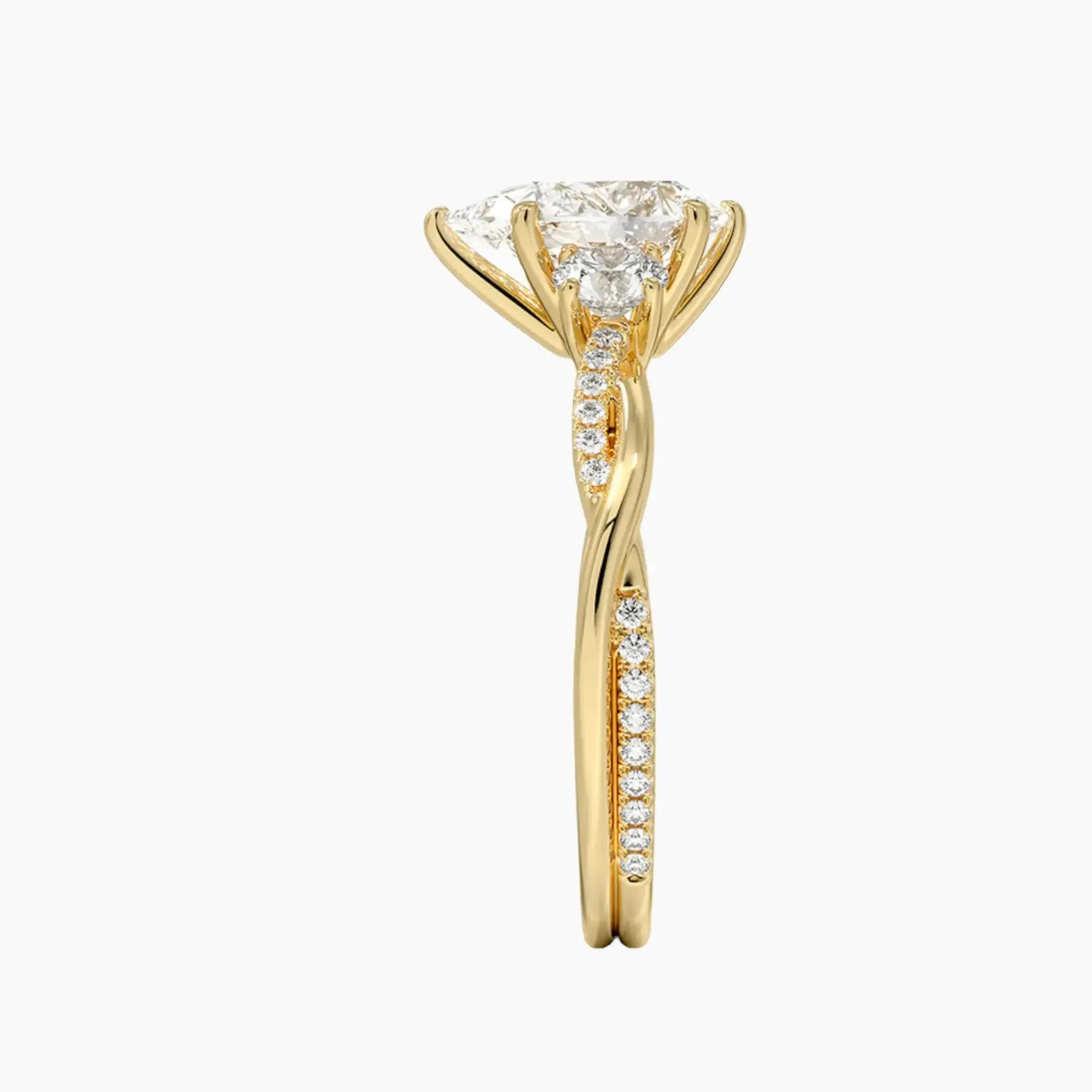 OBSER619 - Calista Three Stone Pear Twisted engagement ring setting view 9