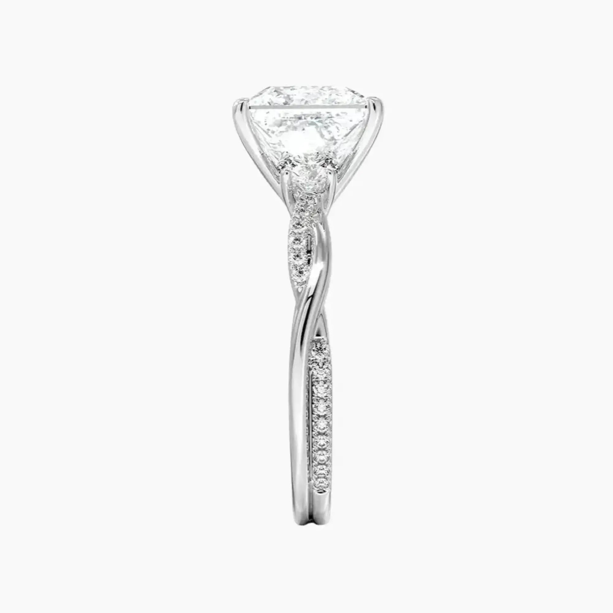 OBSER618 - Calista Three Stone Princess Twisted engagement ring setting view 3