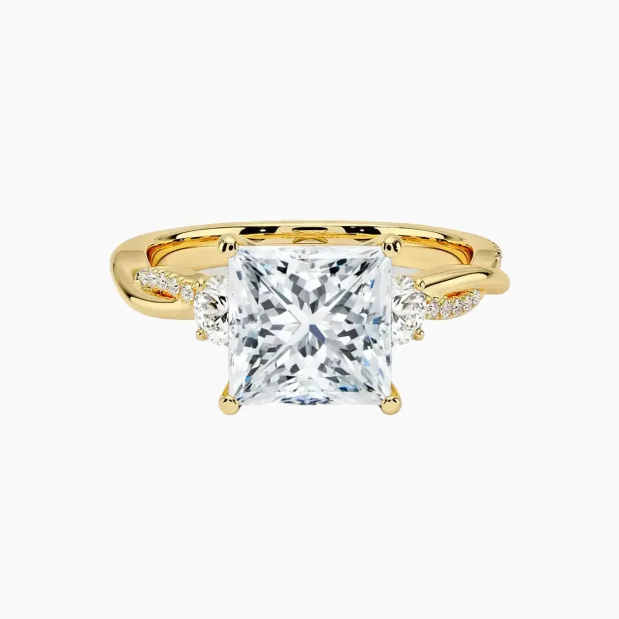 OBSER618 - Calista Three Stone Princess Twisted engagement ring setting view 7