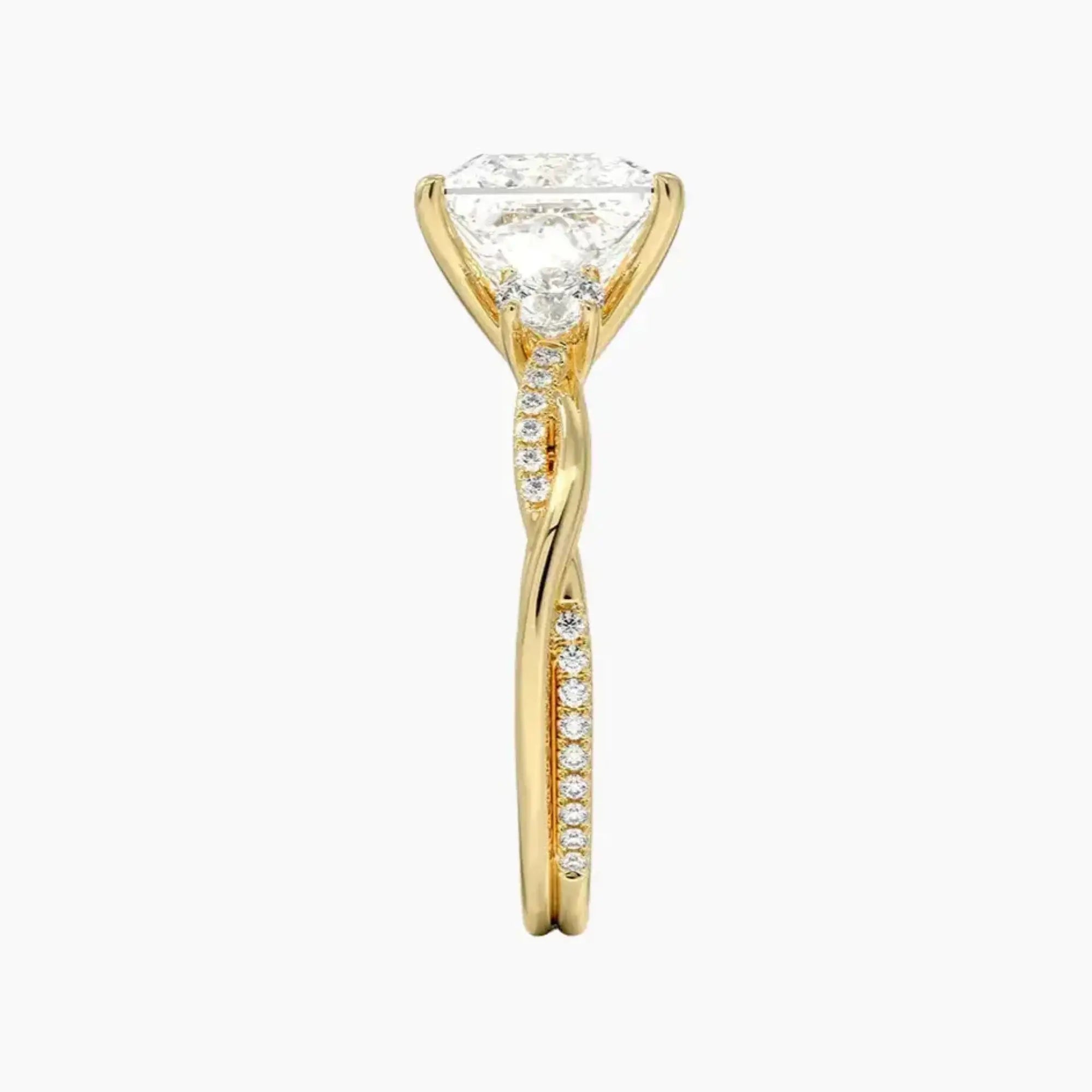 OBSER618 - Calista Three Stone Princess Twisted engagement ring setting view 9