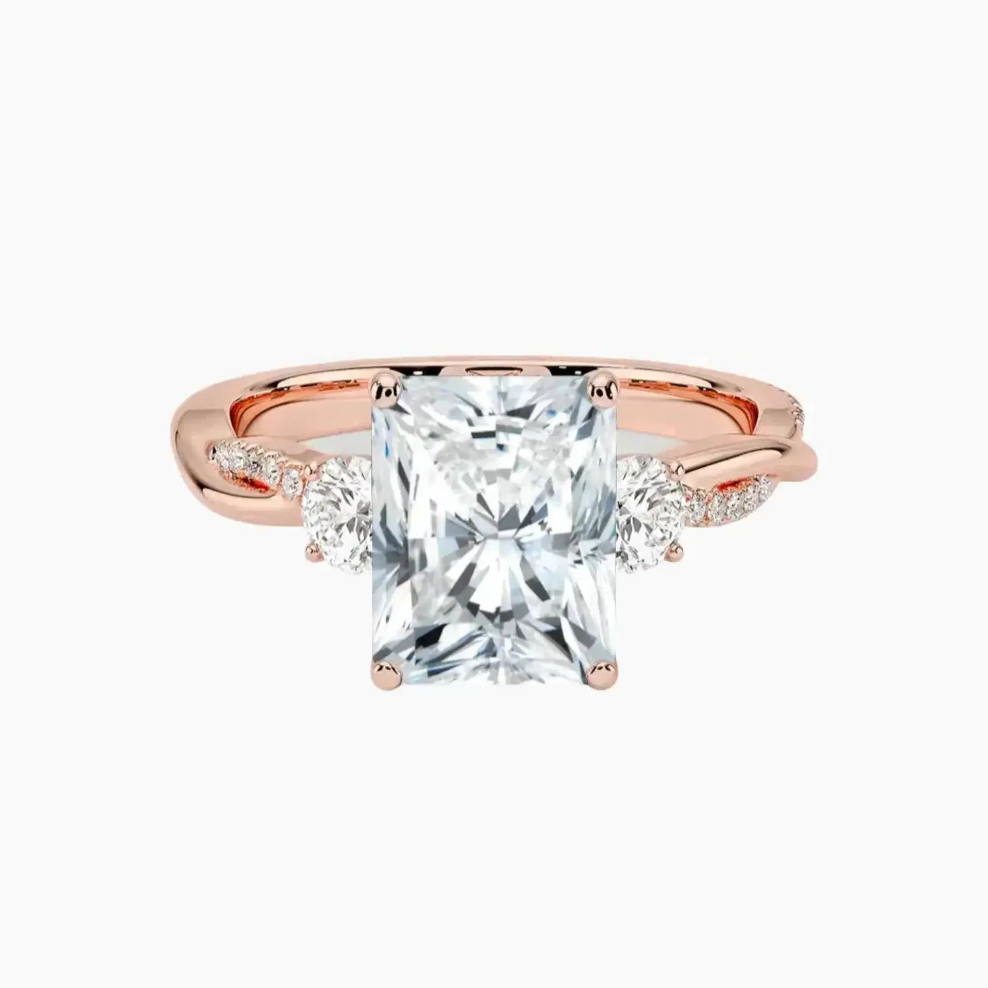OBSER615 - Calista Three Stone Radiant Twisted engagement ring setting view 4
