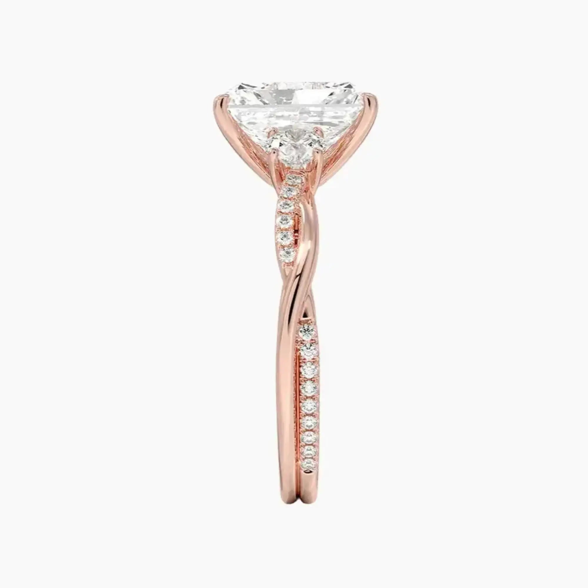 OBSER615 - Calista Three Stone Radiant Twisted engagement ring setting view 6